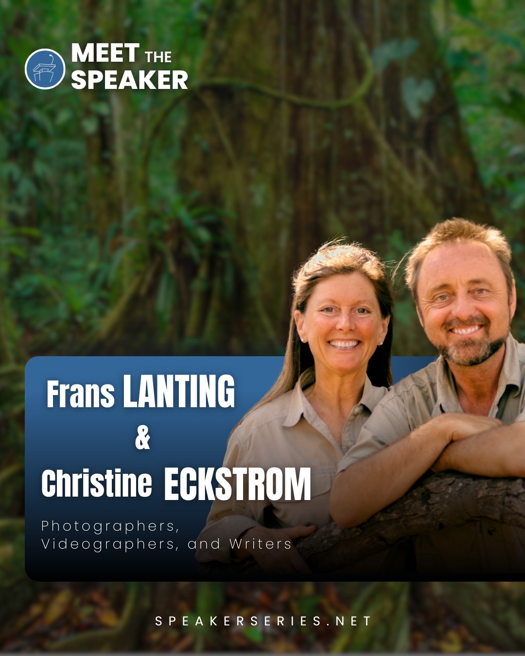 Next week, MPSF welcomes Frans Lanting and Christine Eckstrom to the stage. Partners in life and work, they have spent years documenting the natural world through powerful images and immersive storytelling, revealing the beauty, fragility, and urgency of our living planet.
This is an evening that invites wonder, reflection, and a deeper connection to the world we share.
Marin | March 9
Oakland | March 10 (pro-rated tickets available at speakerseries.net*)
Peninsula | March 11
*Sold as a series only.