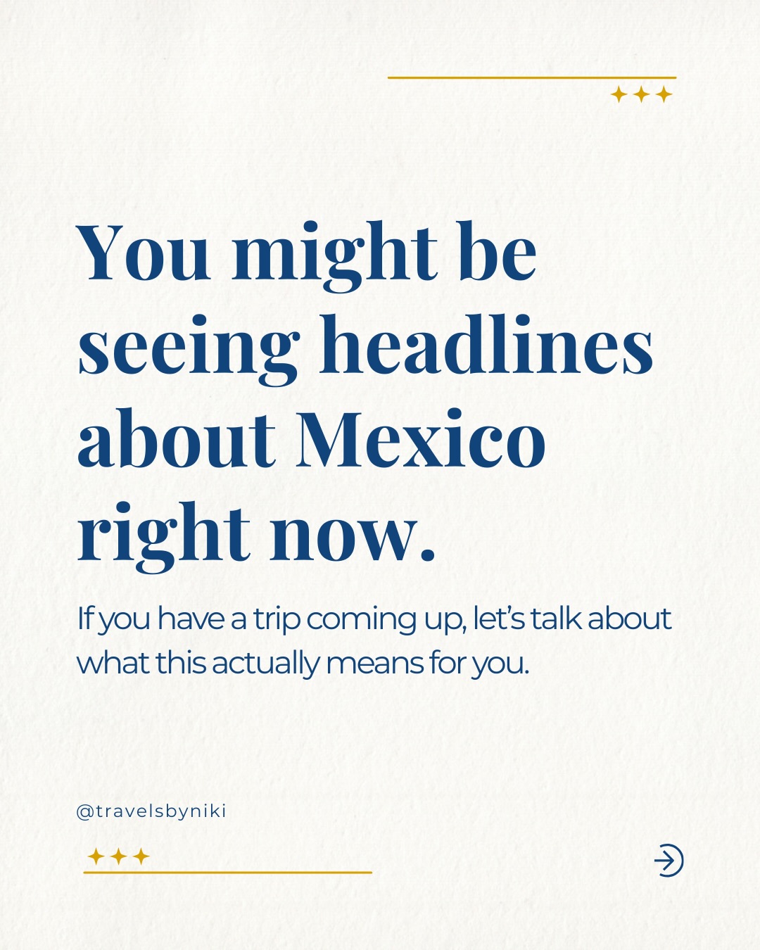 If you’re seeing headlines about Mexico and your first reaction is “Wait… should I cancel my trip?” you’re not being dramatic. You’re human.
When news breaks, especially involving cartel activity, it feels big and scary. But context matters.
Mexico is large. Incidents are often localized. Resort areas operate very differently from the neighborhoods you see on breaking news.
Before making changes:
👉 Look at official advisories
👉 Check the exact region you’re traveling to
👉 Understand what’s current vs. what already stabilized
Not every headline requires a canceled trip. But every situation deserves a calm, informed evaluation.
If you have a Mexico trip coming up, take a breath first. Then make decisions based on facts.
.
.
#mexiconews #puertovallarta #travelnews #traveladvisory #mexicotravel