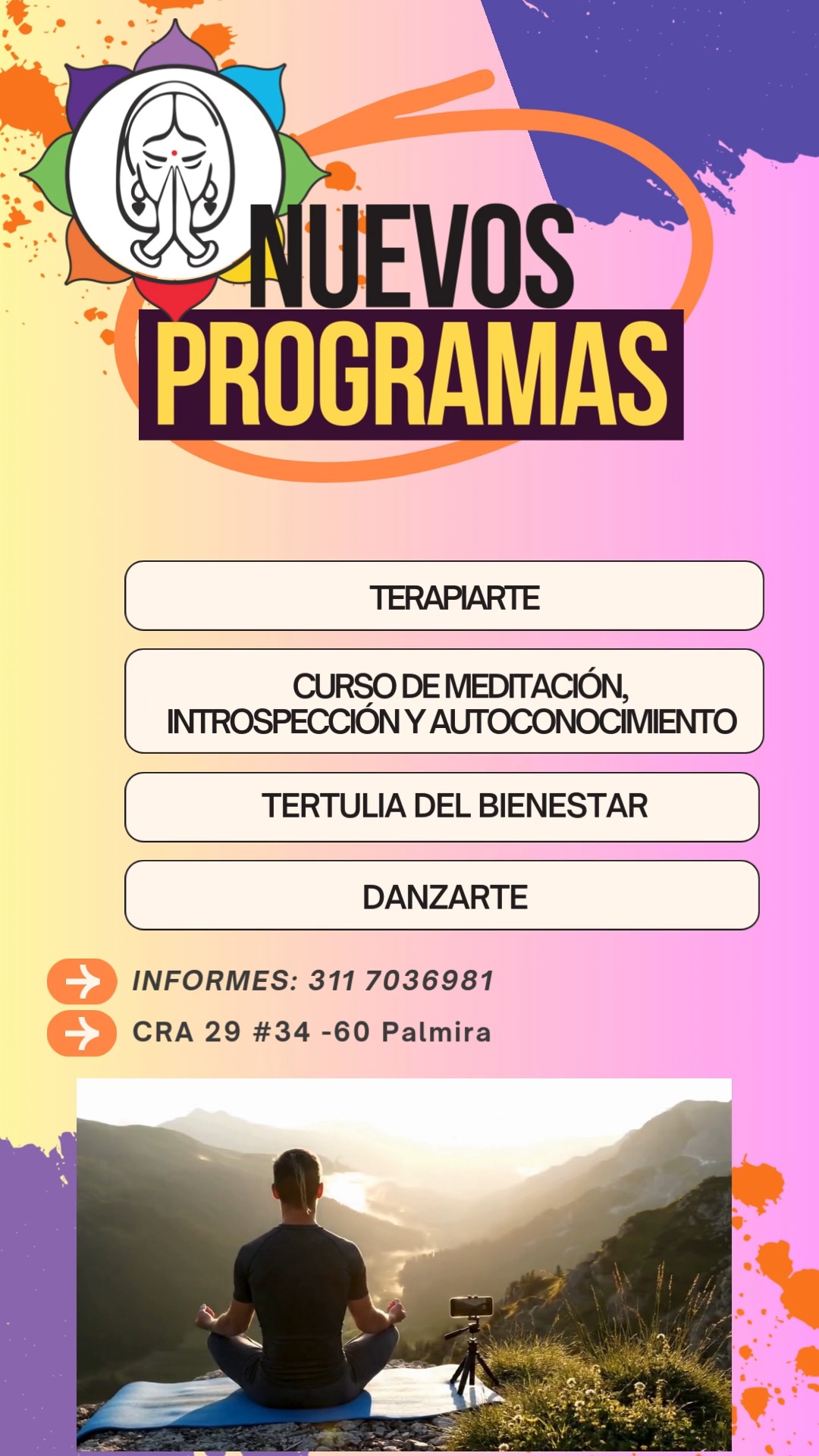 ✨ ¡VIVE LA EXPERIENCIA DHARMA ZEN! ✨
Un espacio para sanar, reconectar y despertar tu poder interior 💫
En Dharma Zen hemos creado experiencias transformadoras para ti:
🎨 TERAPIARTE.
Sana a través del dibujo y la pintura.
Expresa tus emociones, libera el estrés y reconecta contigo en un espacio amoroso y seguro.
No necesitas ser artista… solo sentir ✍️💛
...........................................................................
🧘♀️ Descubre tu Poder Interior
Curso de Meditación, Introspección y Autoconocimiento 🌟
Aprende a silenciar la mente, activar tu intuición y transformar tu vida desde adentro hacia afuera.
Tu paz interior te está esperando.
..........................................................................
🌿 TERTULIA DEL BIENESTAR
Charla: El Poder que hay en ti
Activa tu potencial, suelta creencias limitantes y conecta con tu verdadera esencia.
🎟 Entrada libre – Aporte voluntario
.....................................................................
💃 DANZARTE – Danza del Ser
Movimiento consciente, danza libre y creatividad para liberar bloqueos y despertar tu expresión auténtica.
Tu cuerpo es tu templo… ¡Es hora de habitarlo!
📍 Lugar: Dharma Zen
📲 Reserva: 311 703 6981
🌸 Es momento de regalarte este espacio.
#DharmaZen #SanaciónEmocional #Autoconocimiento #Meditación #ArteTerapia #DanzaConsciente #BienestarIntegral #CrecimientoPersonal #Palmira #ValleDelCauca