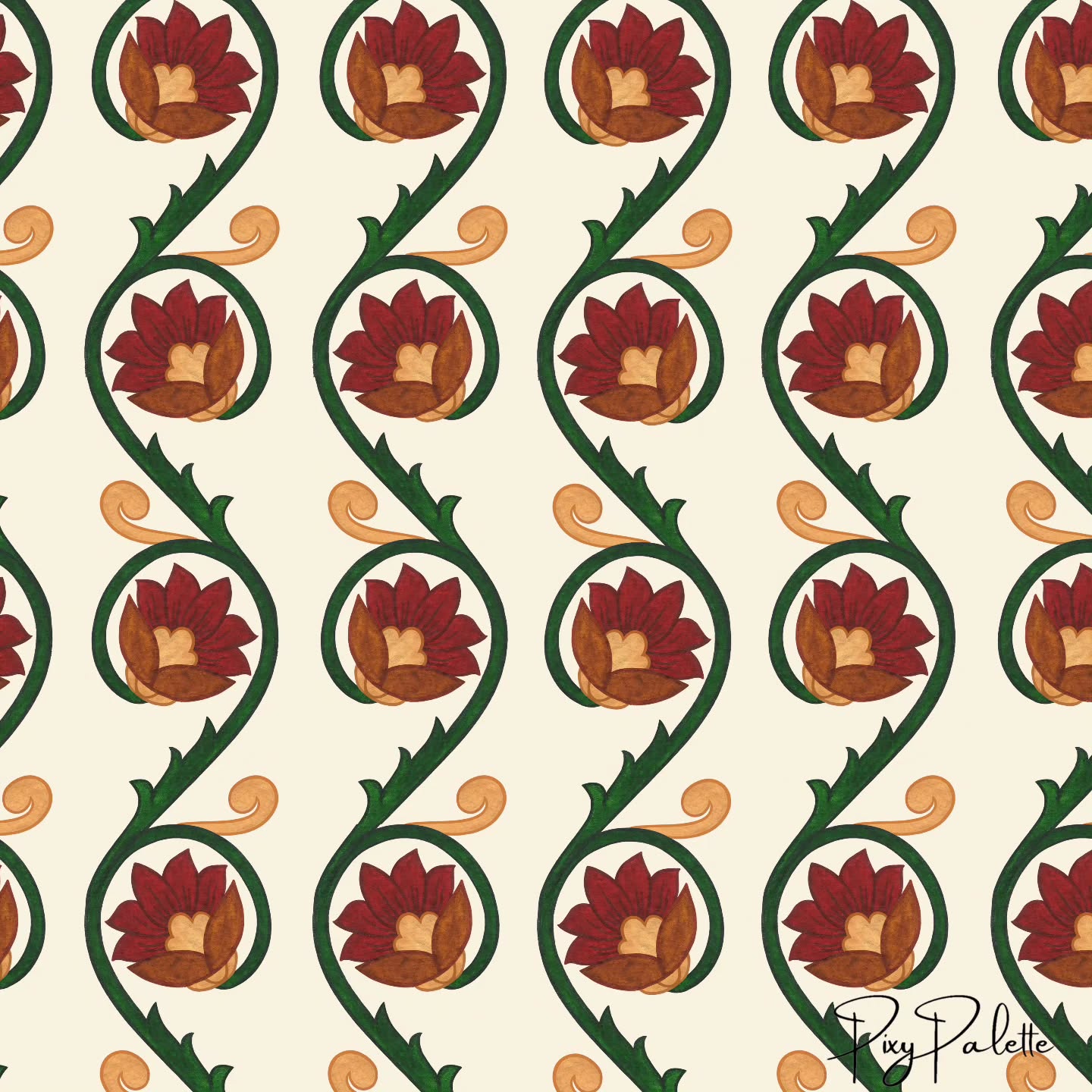 Inspired by traditional motifs I grew up seeing, I reimagined them with flowing lines and warm earthy tones.
#indianfloral #textiledesign #surfacepattern #patterndesigners #floraldesign