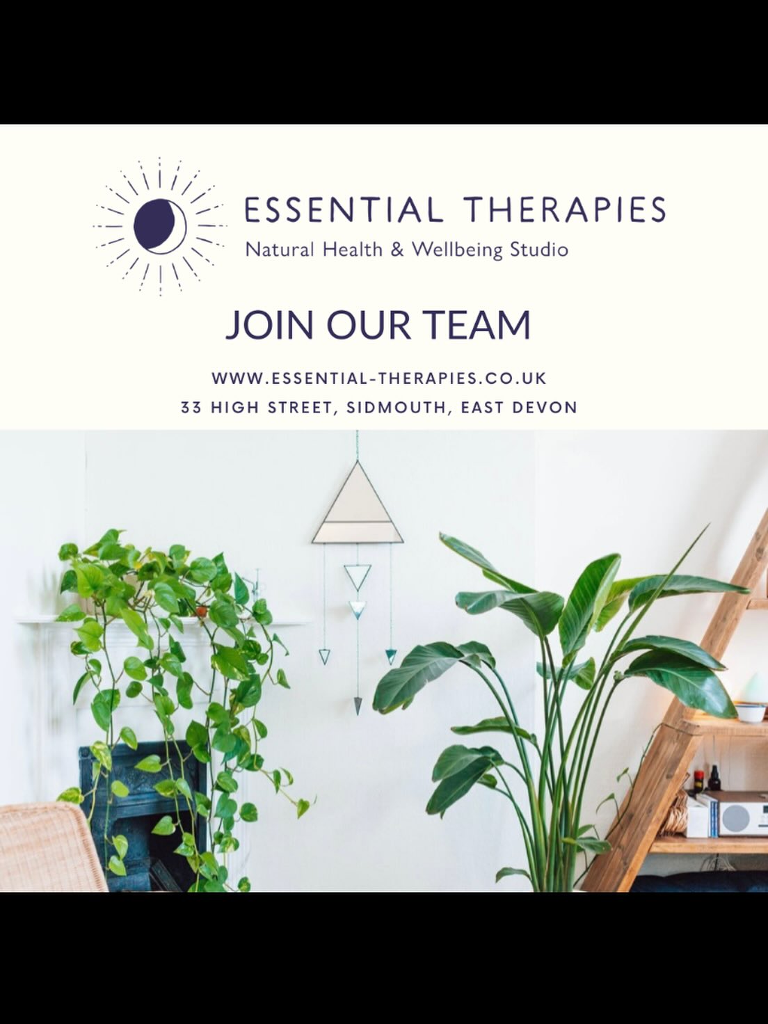 We’re expanding! 🌿
Our established natural health & wellbeing studio offers four beautiful treatment rooms available to hire on a flexible basis, suitable for multiple modalities, within a calm, supportive and professional environment.
All modalities will be considered but we are especially interested in:
•Couples Counselling
•Acupuncture
•Craniosacral Therapy
•Shiatsu Massage
So if you’re a passionate, self-motivated practitioner looking for a special space to run your practice, then please contact our studio manager Kaya today for more details.
info@essential-therapies.co.uk
www.essential-therapies.co.uk
#eastdevon #devontherapists #treatmentroomhire #sidmouth