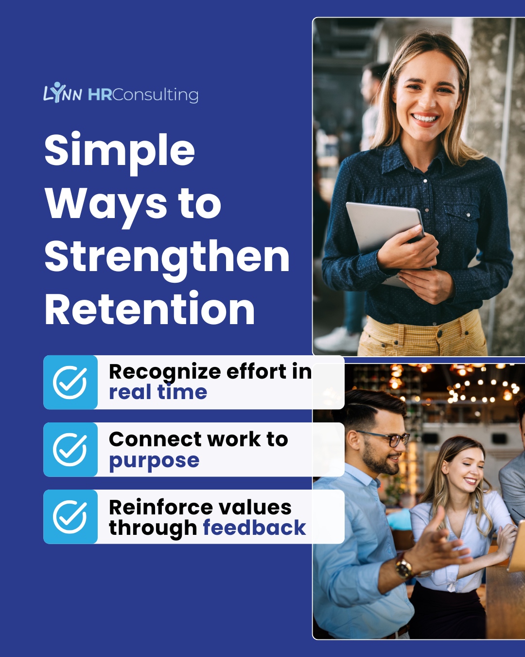 Retention is built in everyday moments. Small, consistent culture touchpoints matter most when motivation dips early in the year.
These are simple practices that create trust and connection over time.
#EmployeeEngagement #WorkplaceCulture #HRBestPractices #PeopleOperations #LynnHR