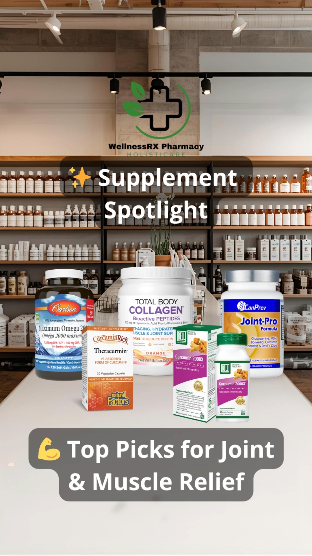 ✨ Supplement Spotlight: Joint & Muscle Support
Joint stiffness. Muscle soreness. Reduced mobility.
These are common — but they’re not something you have to ignore.
Here are some of our pharmacist-curated options for supporting joint and connective tissue health:
🌿 Bell Curcumin 2000X
Enhanced curcumin designed to support a healthy inflammatory response and provide antioxidant support.
🧡 Theracurmin (CurcuminRich)
A highly bioavailable form of curcumin studied for joint and cardiovascular support.
🐟 Carlson Maximum Omega 2000
High-potency EPA + DHA to help support mobility and a balanced inflammatory response.
🥤 Total Body Collagen
Bioactive collagen peptides to support connective tissue, skin elasticity, and joint structure.
💪 CanPrev Joint-Pro Formula
Comprehensive formula with glucosamine, MSM, curcumin, and supportive ingredients for joint comfort.
The key isn’t taking everything.
It’s choosing what fits your medications, activity level, and health goals.
📍 Visit us in Bradford
1-152 Holland St. E
📞 905-775-7874
🌐 wellnessrxpharmacy.ca
— The WellnessRX Pharmacy Team
#JointHealth #MuscleRecovery #Curcumin #Omega3 #CollagenSupport #Glucosamine #MSM #HolisticPharmacy #IntegrativeHealth #BradfordOntario #WellnessRXPharmacy #PharmacistRecommended #NaturalHealthCanada