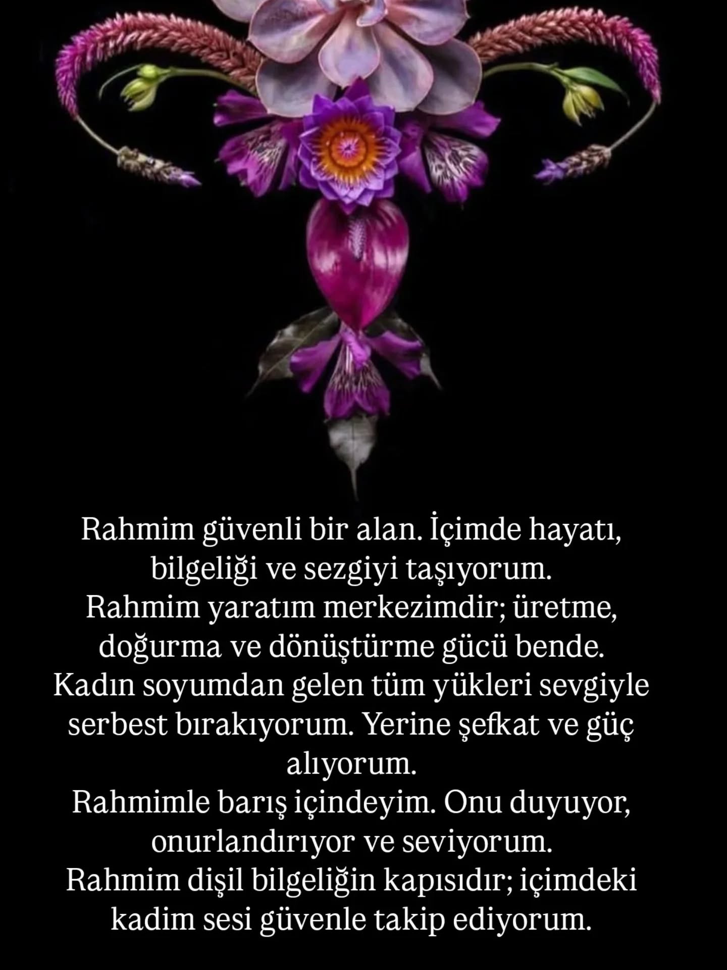 Ben sezgilerimi takip eden bir akışta ilerlerim genelde yaşamda. Bazen içime şu konuda bişiler paylaş, alan aç diye çağrılar gelir. Bende bu çağrılara içimden gelen bir biçimde yanıt veririm 💜
Bu bir dişil enerji davranışı aslında.
Bu gün bu olumlamaları paylaşmak istedim, birilerine çok iyi geldiğini biliyorum. Buraya da bırakalım 😊🙏
Şuanda dişil enerji, rahim şifası konuları gündemde.
Eğer bu konuda bişiler yapmaya ihtiyacınız varsa,
8 Mart Pazar günü Sapanca Kırkpınarda yüzyüze bir kadın çemberimiz olacak ✨🌟 14:00/17:00 arası.
Özel bir mandala çizdireceğim size ve ardından rahim odaklı nefes ve meditasyona şahane bir şifalanmaya niyet ediyorum. ( ücret 1.750tl)
Fırsatı olanları bekliyorum, kayıt için bana yazabilirsiniz 🙏
Sevgilerimle 💜
#rahimşifası #dişilenerji #dişilenerjiyiyükseltmek #kadıngirişimciler #kadıngücü