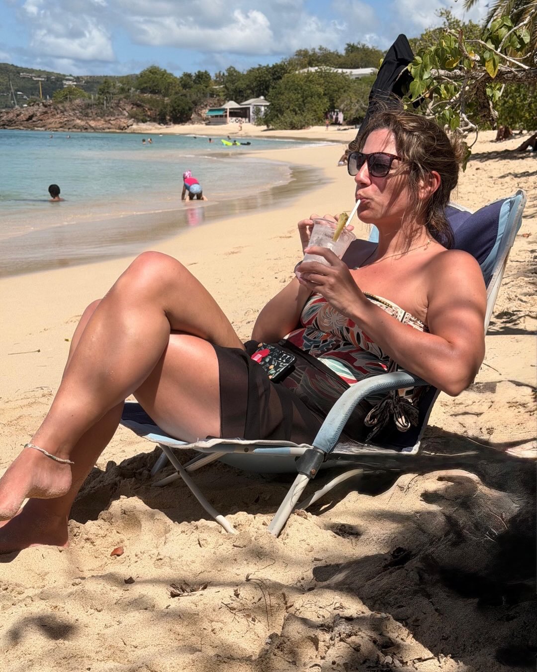 We really enjoyed our few days in the windward reefs – the weather has to play its part. So now back around South towards Falmouth/English harbour and Nelsons Dockyard on the opposite side of the island. The main plan to anchor as close to Pigeon beach in Falmouth as possible !!
Around the Caribbean generally and especially Antigua you get used to anchoring with just a meter or so under the keel and so it was – a prime spot allowing us to swim or paddle board to its protected beach.
The lovely Nelsons dockyard and a host of varied restaurant choices between provides a perfect base sprinkled with BBQ’s and cooking on BriZo. It was bustling with the pending start of the RORC Caribbean 600 annual race – pro – semi-pro and amateur crews taking on the 600nm race around the islands – a real endurance race night and day with often constant sail changes each watch.
Murray mastered his e-Foil whenever he had a break from the kids. Games on the yacht in the evening for both Gkids and the adults – usually ‘Mexican trains’.
So the time whizzed by - our last day in Falmouth Kim amd Murray treated us to a boozy lunch at the fabulous Catherines – Bono happened to be on the table next to us with what looked like a crew from a super Yacht – Luca and Lola oblivious !