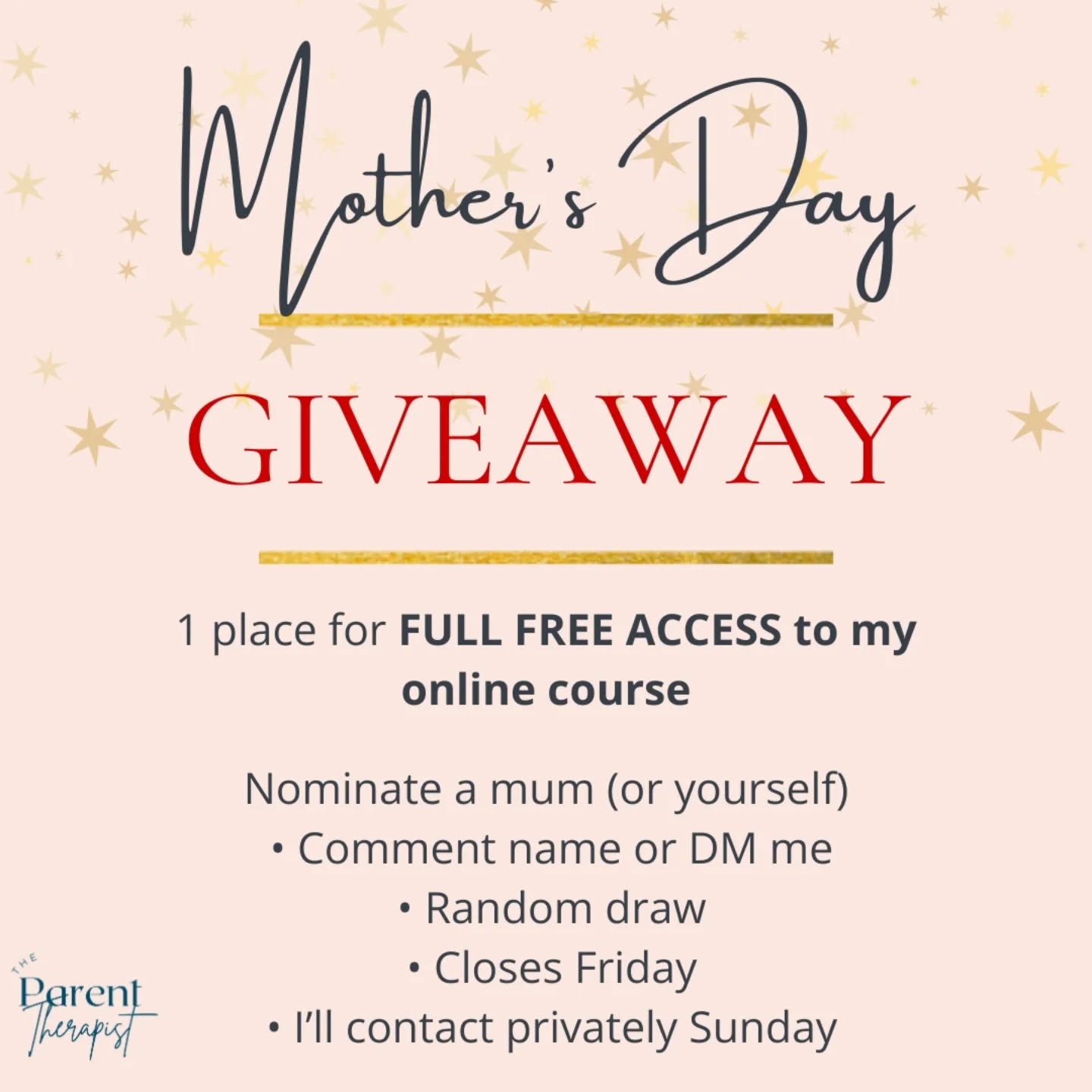 Mother’s Day can be beautiful.
And it can also feel heavy.
Behind the flowers and cards are women who are:
• overwhelmed
• stretched thin
• doubting themselves
• quietly surviving
This year, I want to gift free access to my course to a mum who could use extra support.
To nominate:
Comment her name below or send me a private message if you’d prefer.
No need to share personal details. No need to share publicly.
I’ll draw one name at random and contact her directly and privately.
And if you’re reading this and thinking it might be you - you can nominate yourself too.
Entries close Friday evening.
I’ll draw on Sunday.
Because “you’re doing amazing” is lovely.
But real support matters more.
#mothersday #parentingsupport #mentalload #overwhelmedmum #womensmentalhealth