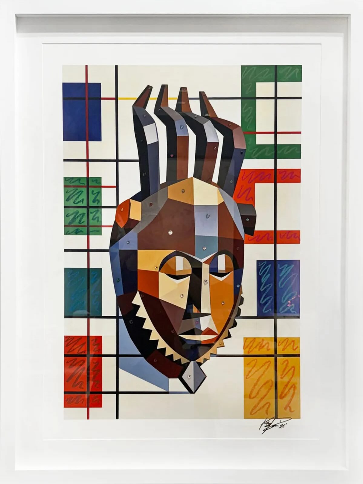 King Paris,
Judd Portrait, 2026
Archival print on 305 gsm Moab Juniper Baryta Rag Fine Art paper, Swarovski Crystals, and mixed media
36 × 24 in | 91.4 × 61 cm
Frame included
Editions 1-8 of 8 contact @dtrmodern #kingparis #tribalart #africanart #africanartist