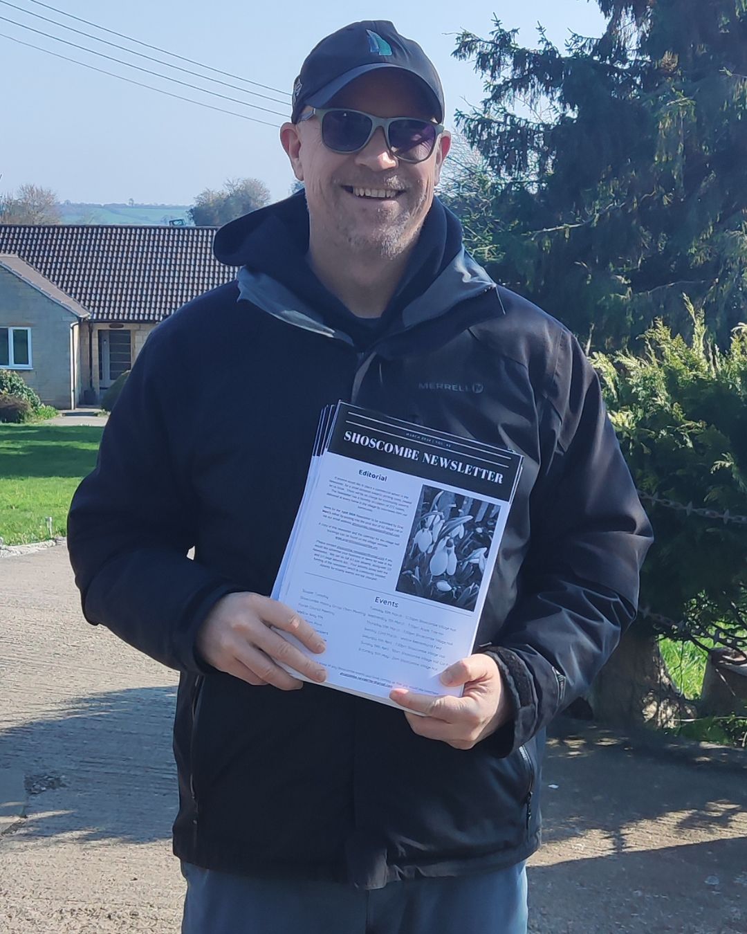 Making the rounds of the village with the Shoscombe Newsletter after recently taking over the monthly distribution, and a perfect sunny day for it too.