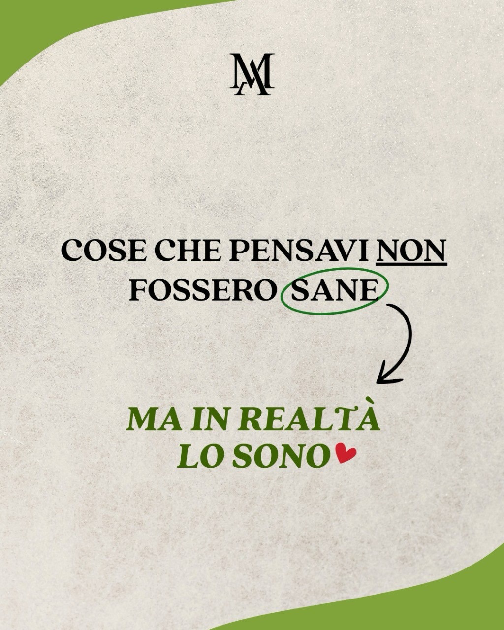 L’obiettivo più importante che puoi raggiungere? Essere in pace con te stesso/a ❤️
Per stare bene non serve: allenarti ogni giorno senza eccezioni, mangiare perfettamente, non fermarti mai, essere impeccabile sempre.
Scorri e scopri cosa significa davvero prenderti cura di te ➡️
La salute si misura in:
✅ come ti senti quando ti alzi la mattina
✅ in quanto sei gentile con te stesso nei momenti difficili
✅ in quella pizza condivisa con le persone che ami, senza sensi di colpa
✅ in una domenica di riposo che ti ricarica
L’equilibrio non è una debolezza ma la forma più alta di rispetto verso te stesso/a!
Noi di MA Consulenze Fitness crediamo in un benessere che non ti pesa, che non ti spaventa, che non ti fa sentire in colpa ✨
Qual è il gesto più gentile che hai fatto per te stesso ultimamente? Condividilo con noi nei commenti 💬