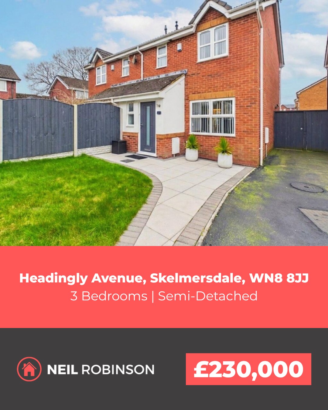 ✨ Featured Property For Sale ✨
📍 Headingly Avenue, Skelmersdale, WN8 8JJ
🏠 3 Bedroom, Semi-Detached. £230,000
Fantastic three bedroom semi-detached family home available for sale in the highly sought after residential area of Headingly Avenue situated in Old Skelmersdale.
◾ Fantastic Family Home
◾ Desirable Old Skelmersdale Location
◾ Modern Fitted Kitchen with Dining Area
◾ Lounge with Media Wall
◾ Downstairs WC
◾ Three Bedrooms
◾ Modern Bathroom
◾ Front & Rear Landscaped Gardens
◾ Spacious Driveway
◾ Freehold Tenure
For more information please visit our website or contact us via:
📍 | Skelmersdale Office
📞 | 01695 355110
🌎 | www.neilrobinson.co.uk