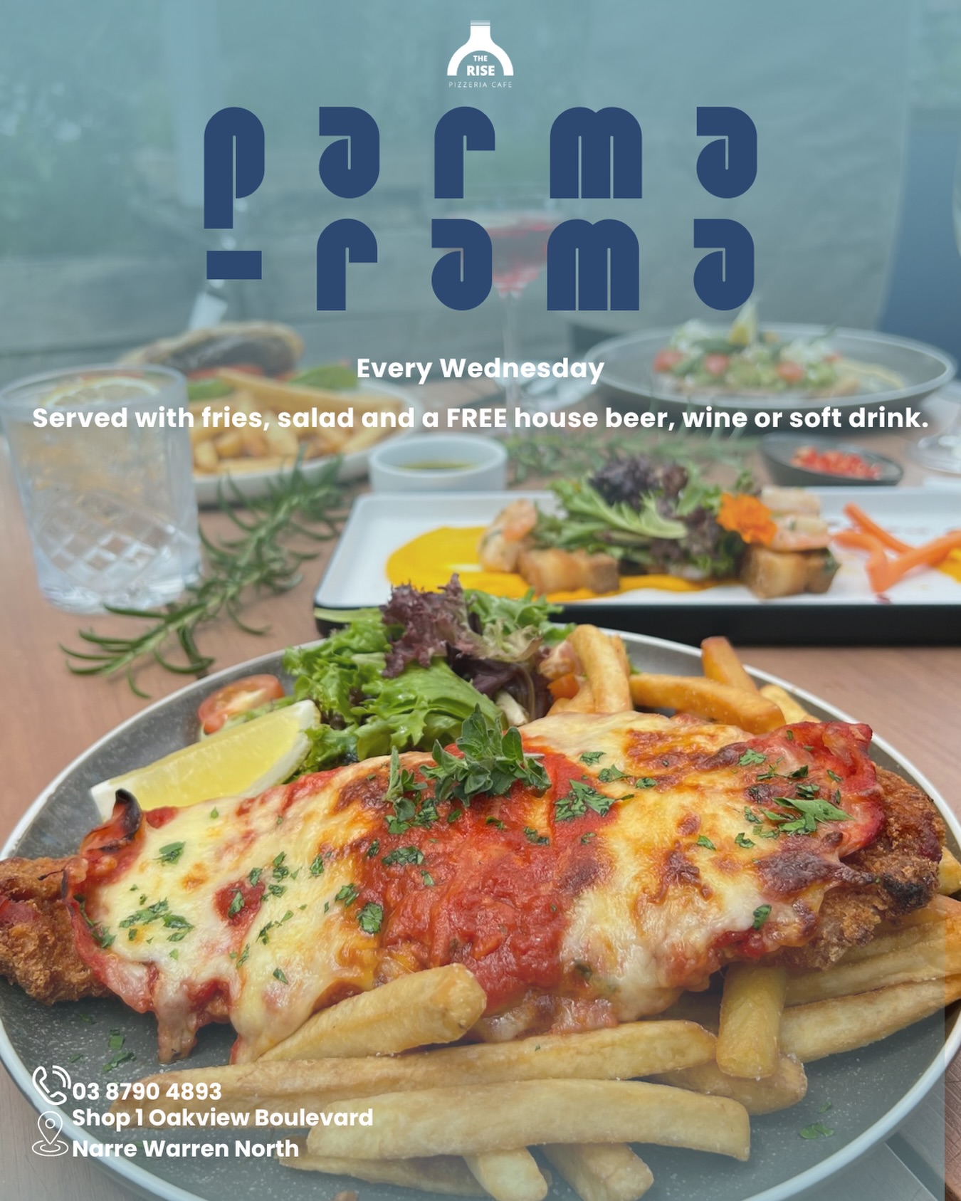All crunch. All melt. All yours. 🔥
It’s Parma Wednesday at The Rise.
Midweek never tasted this good.
Book the table. Bring the crew.
We’ll handle the rest. 🍻
📍 Shop 1 Oakview Boulevard, Narre Warren North
📞 03 8790 4893
#therisepizzeria #narrewarrennorth#pizzeria #italianfoodau #cafes
