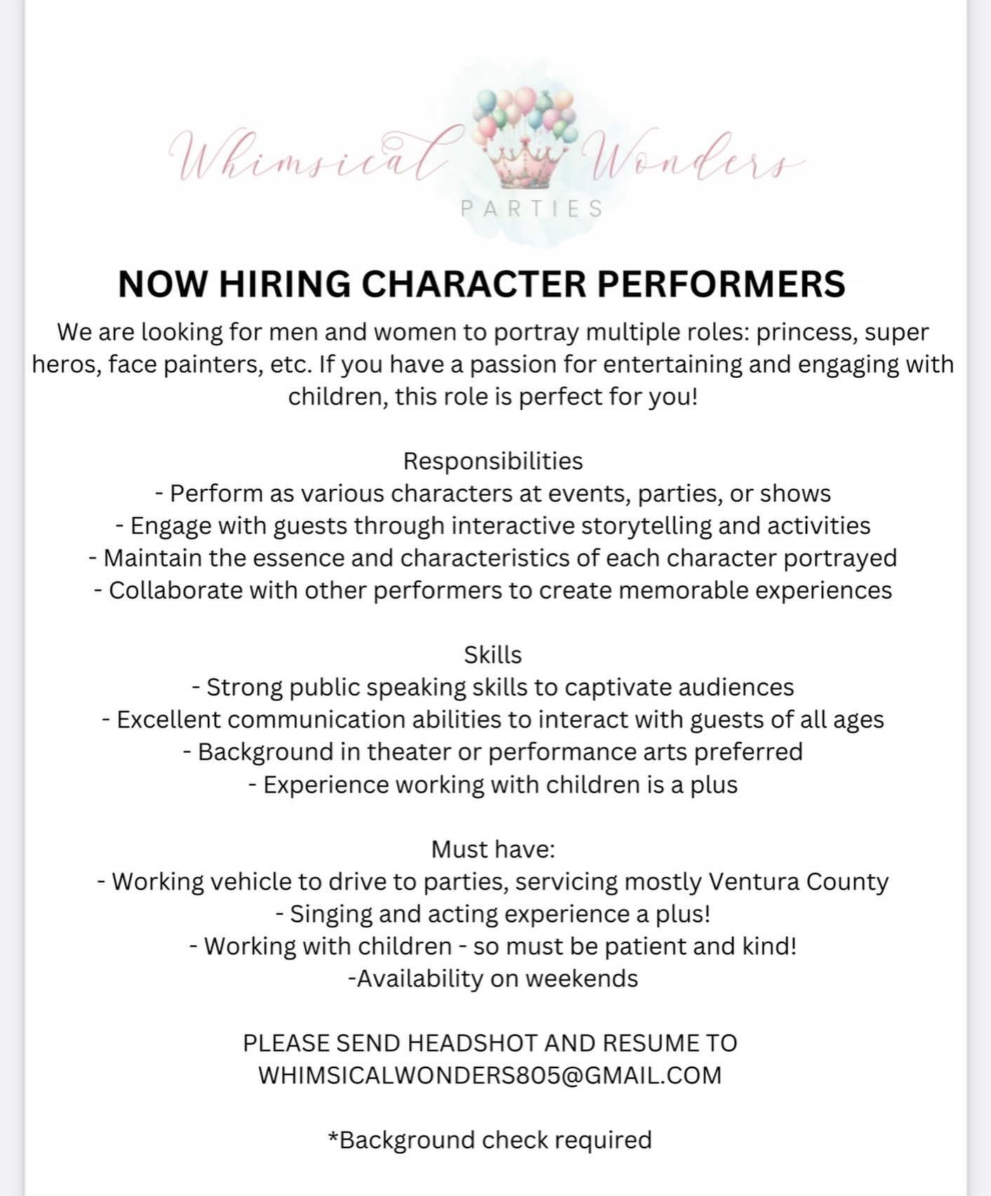 NOW HIRING!