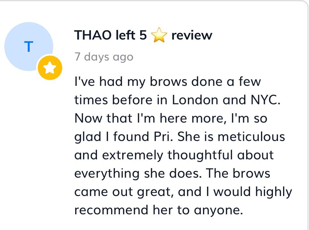 This is what I love what I do!! Thank you so
much Thao for your beautiful
5🌟 review!!
#microbladingverobeach #microblading
#5starsmicrobladingreview
!! 🫶🙏