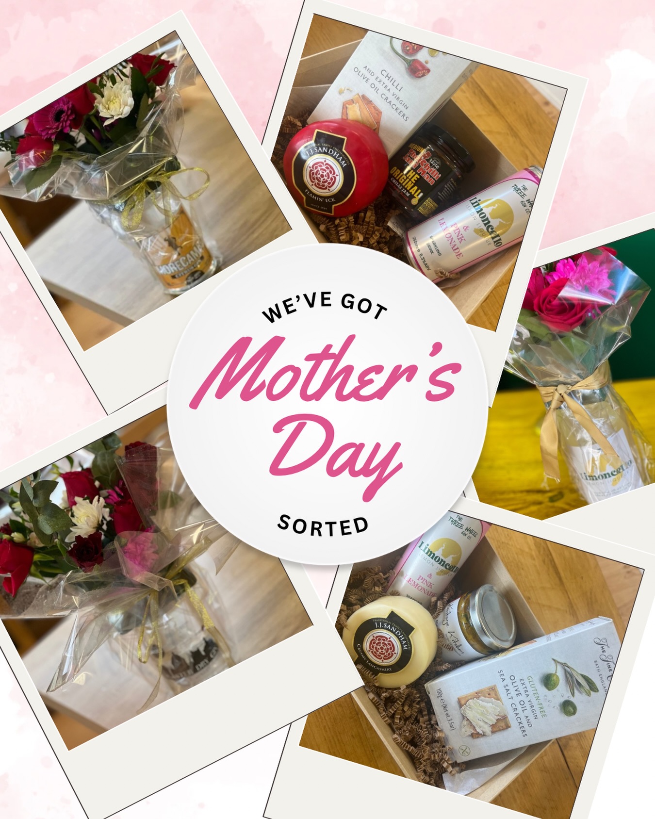 🌸 Mother’s Day is coming up soon – Sunday 15th – so don’t forget! 🌸
If you’re still looking for the perfect gift, we’ve got you sorted.
Treat her to something special this year!
🧺 Mini Mother’s Day Hamper - a lovely little treat box by choosing a cheese, crackers and chutney, paired with a refreshing Limoncello can.
💐 Bottle Bouquet - Add a beautiful mini bouquet of flowers to the top of her favourite Three Wheel Gin or Cello.
✨ Limited number available for Mother’s Day weekend
📩 Available to preorder now – send us a message
Or simply call in to the shop to pick one up.