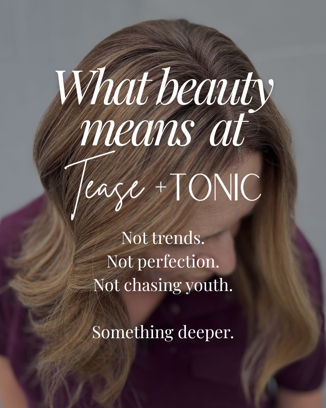 Beauty at Tease + Tonic isn’t about chasing trends or hiding grey.
It’s authenticity.
It’s kindness to yourself.
It’s self-respect.
It’s choosing calm, confidence, and color that fits your real life.
This space was created for women who are done apologizing for aging and ready to feel aligned instead.
If that’s you… my chair is waiting. ✨