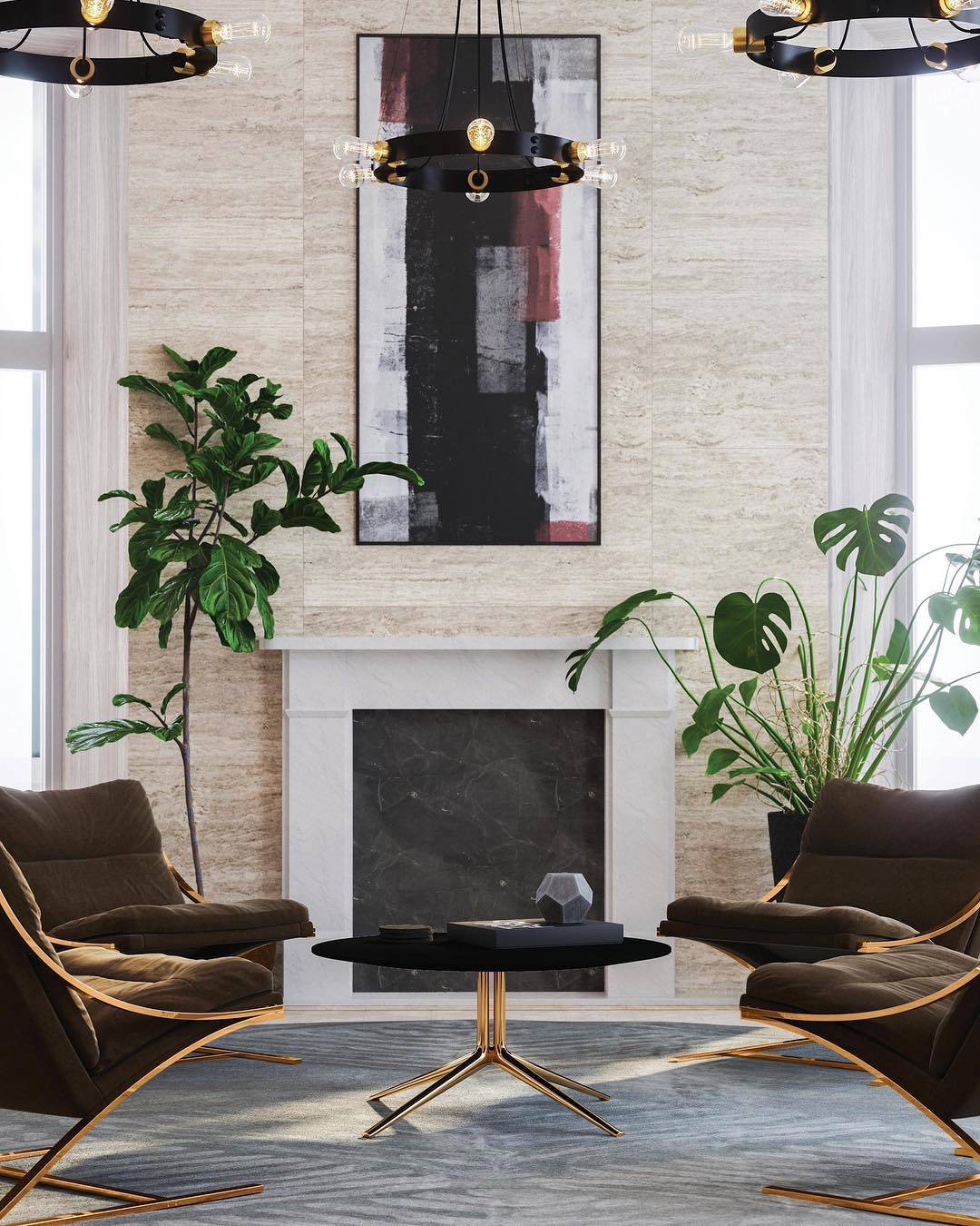 Sneak peak of the new reception space for our project in Portland Place. On site in the new year #officerefurbishment #render #alextheartist #brasslove #busterandpunch #holtarchitecture