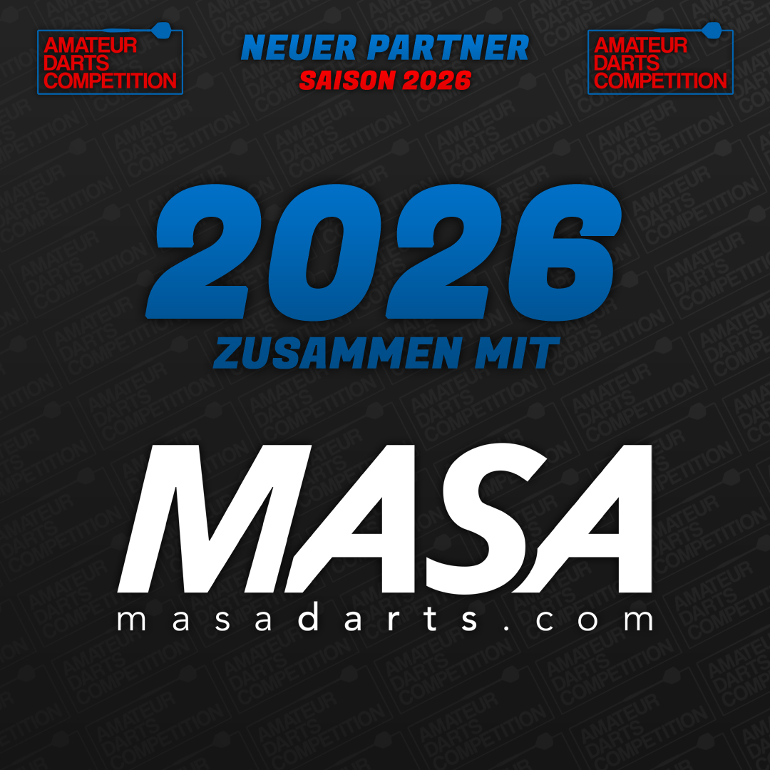 +++ Neuer Partner +++
Gemeinsam mit @masa_darts an unserer Seite werden wir die ADC Competitions in Season 2026 attraktiver gestalten.
MASA Darts steht für kompromisslose Präzision und reduziertes Design. Klare Linien und maximale Kontrolle, entwickelt für Spieler, die genau wissen, was sie wollen.
Jeder Barrel ist ein Statement: hochwertig gefertigt, durchdacht, gemacht für dein bestes Spiel und Selbstbewusstsein am Oche.
MASA ist kein Schnickschnack – es ist Fokus, Gefühl und Performance.
Mit dem Rabattcode ''ADCSPECIAL'' erhaltet ihr 5% auf die gesamte Bestellung.
Wir freuen uns sehr auf die Zusammenarbeit mit @masa_darts und sind gespannt, was die Zukunft alles mit sich bringt.