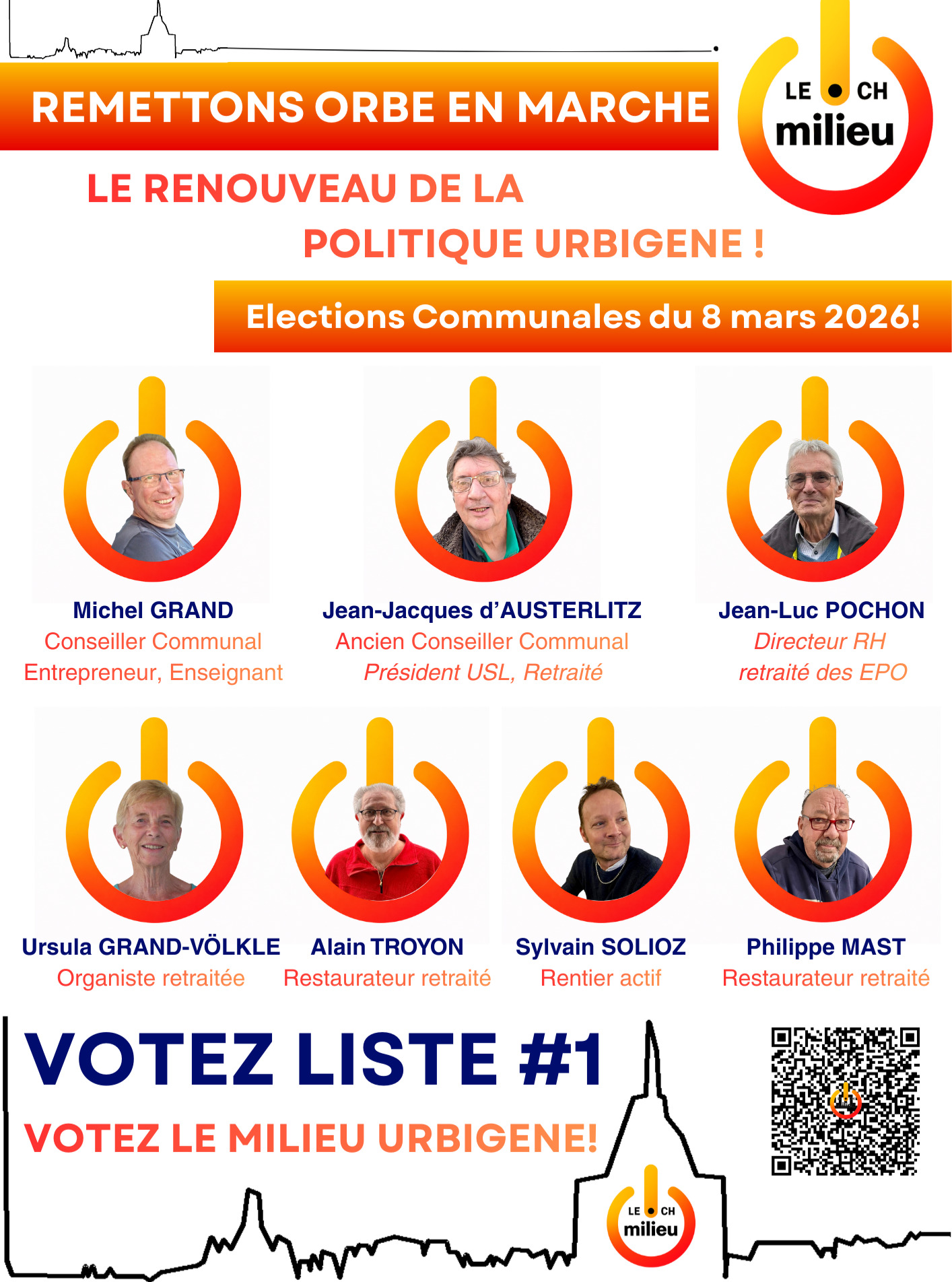 Une équipe issue de la réalité, pas des couloirs politiques
Nos candidates et candidats viennent de la vraie vie :
entrepreneurs, enseignants, professionnels de la restauration, spécialistes en ressources humaines, acteurs associatifs.
Ils savent ce que signifie gérer un budget.
Ils savent ce que signifie diriger une équipe.
Ils savent ce que signifie rendre des comptes.
Ils ne font pas carrière en politique.
Ils s’engagent pour leur commune.
Le renouveau politique est en marche...
Depuis quelques jours, nous sommes sur le terrain.
Les discussions s’ouvrent.
Les attentes s’expriment.
Oui, on parle de nous.
Parce qu’un changement est demandé.
Parce qu’une nouvelle énergie émerge.
Le Milieu Urbigène incarne ce renouveau.
Le 8 mars 2026, le choix sera clair
👉 Liste #1 – Le Milieu Urbigène au Conseil communal
👉 Liste #2 – Michel Grand à la Municipalité
Continuer comme avant…
ou faire entrer Orbe dans une nouvelle dynamique.
Pas un parti.
Un engagement.
Pas un système.
Une volonté.
Pas des promesses.
Du travail.
#Orbe #OrbeVD #Urbigènes #PlaceDuMarchéOrbe
#LeMilieuUrbigène #MichelGrand
#RencontreCitoyenne #PolitiqueAutrement
#EngagementLocal #AuServiceDOrbe
#SpécialitésVaudoises #EchangeDirect
#EnsemblePourOrbe #OrbeDemain
#ElectionsCommunales2026 #Vote8Mars
#Liste1 #Liste2#RemettonsOrbeEnMarche