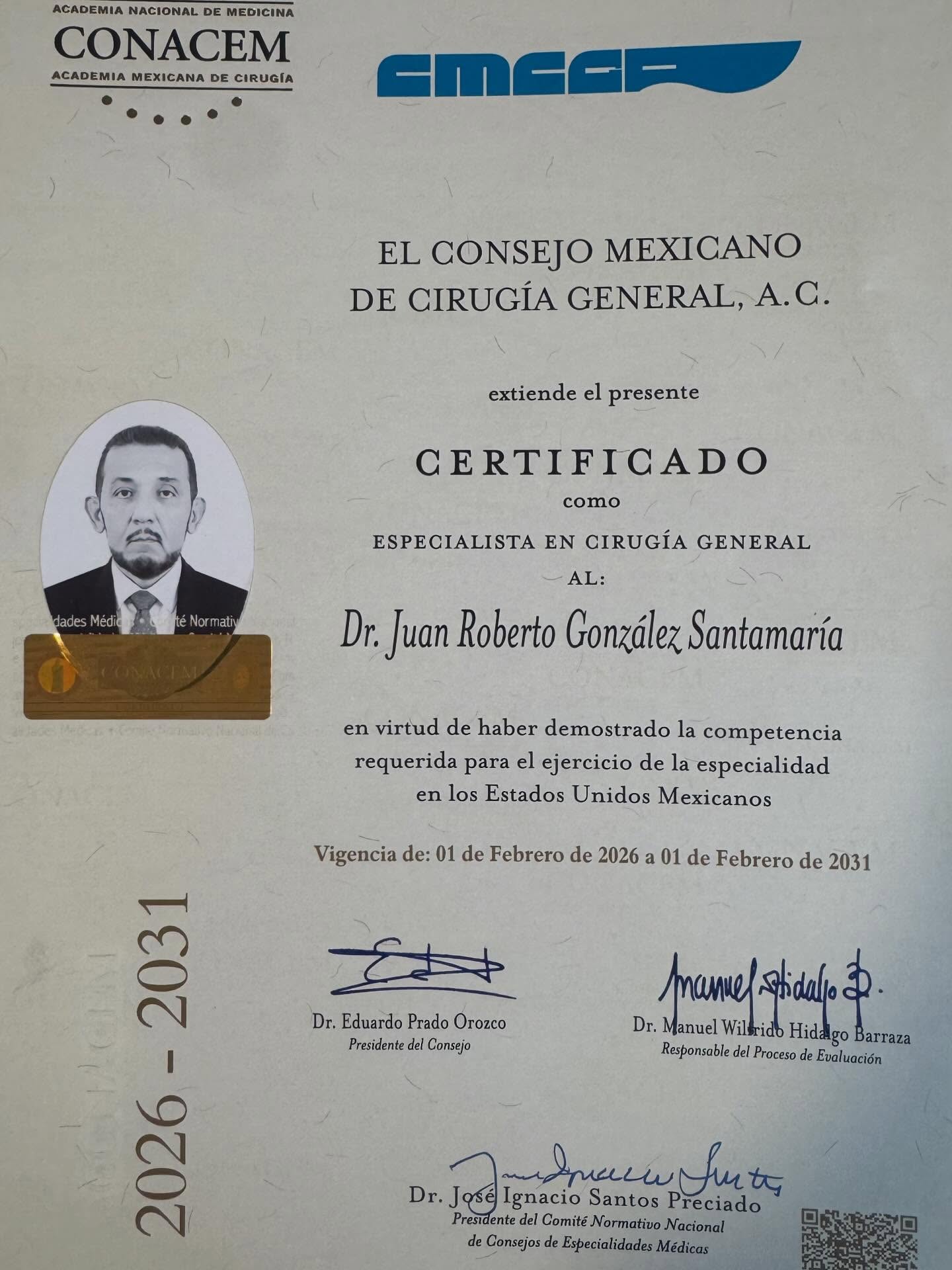 Recertificacion en cirugía general 2026-2031