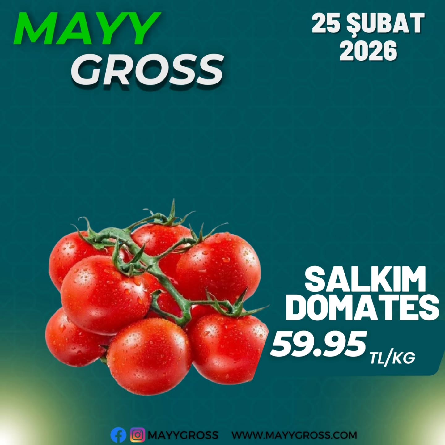 🎉 25 Şubat Özel İndirim Günleri!
En taze ürünler, en uygun fiyatlarla burada!
Bu fırsatları kaçırmayın 😉 MayyGross’a davetlisiniz.”#kırşehir #kaman #manav #mucur#takipci