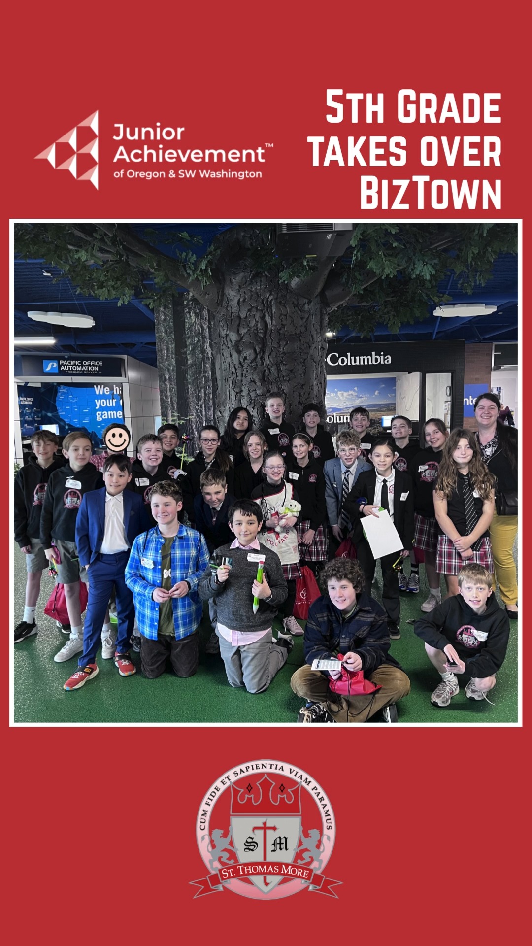 Our 5th graders had an incredible time at JA BizTown! 🏙️💼
During this hands-on field trip experience, students stepped into the real world—running businesses, managing bank accounts, voting for mayor, writing checks and working together as a community. From CEOs to CFOs, tellers to sales managers, every student played an important role in making BizTown thrive!
This immersive program gave our students the opportunity to practice financial literacy, teamwork, communication, and leadership skills in a fun and engaging environment. We are so proud of how responsibly and enthusiastically they embraced the challenge!
A big thank you to Ms. Schuster and our parent volunteers who helped make this unforgettable experience possible. Way to go, 5th grade! 👏✨
#JABizTown #FutureLeaders #FinancialLiteracy #HandsOnLearning #catholicschoolportland #stthomasmore #CatholicEducation #STMBulldogs #StThomasMoreSchool #PortlandSchools #privateschool #STM #BuildTheirFuture #fieldtrip #StudentSuccess #ElementaryEducation