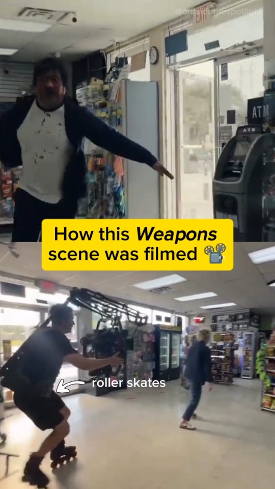 A roller-skating cameraman, boy do I love cinema 🛼📽️
Behind the scenes from 2025's best horror movie (?), Zach Cregger's WEAPONS with Julia Garner, Benedict Wong and Josh Brolin 💅🏻
#Weapons #BehindTheScenes #Filmmaking #JuliaGarner