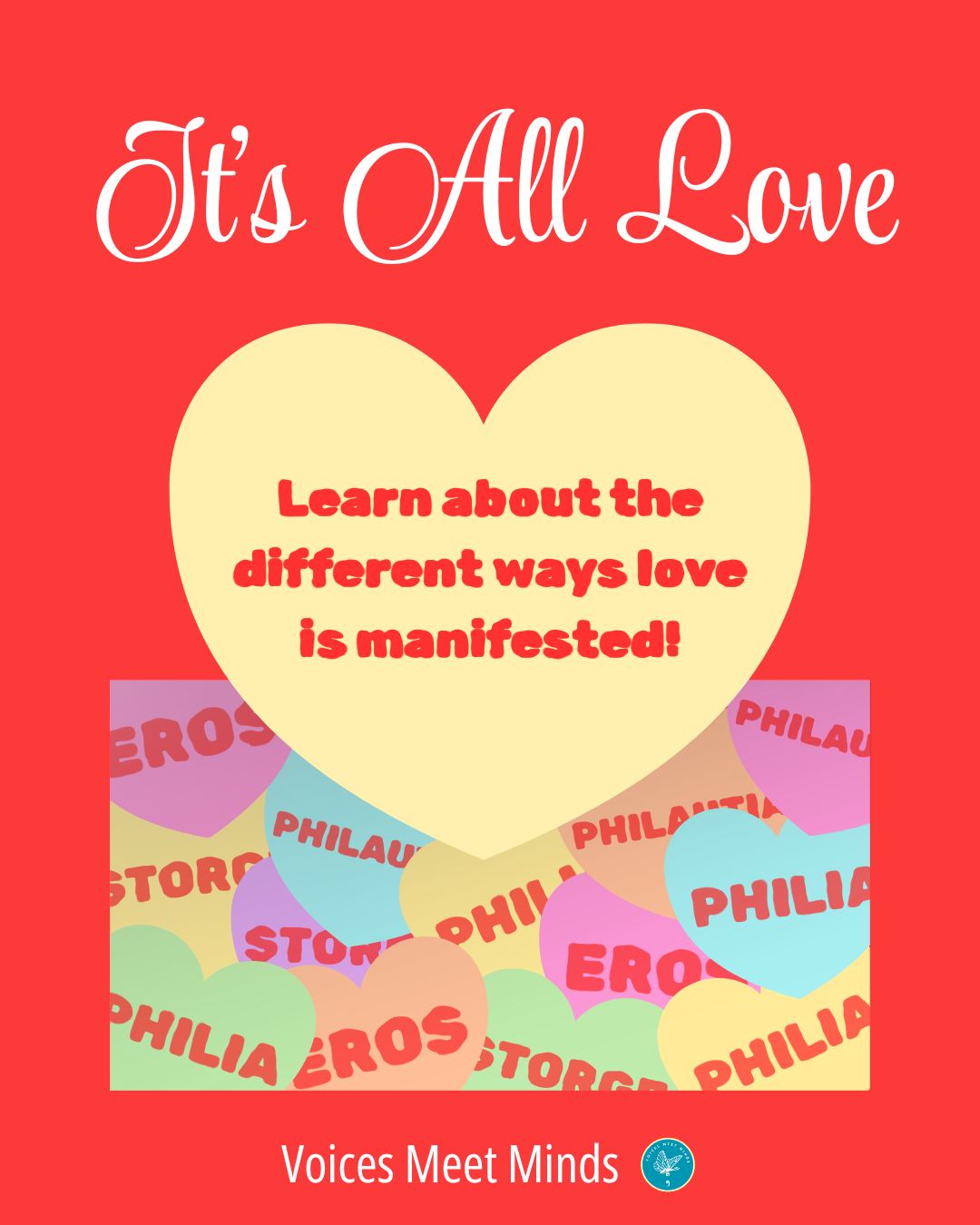 Love is not one thing. It is many.
-
Passion. Friendship. Familiarity. Self-worth.
You are allowed to experience love in all its forms, not just the ones society tells you to prioritize.
-
A full heart makes room for them all.
-
#typesoflove #loveislove #mentalhealth #voicesmeetminds