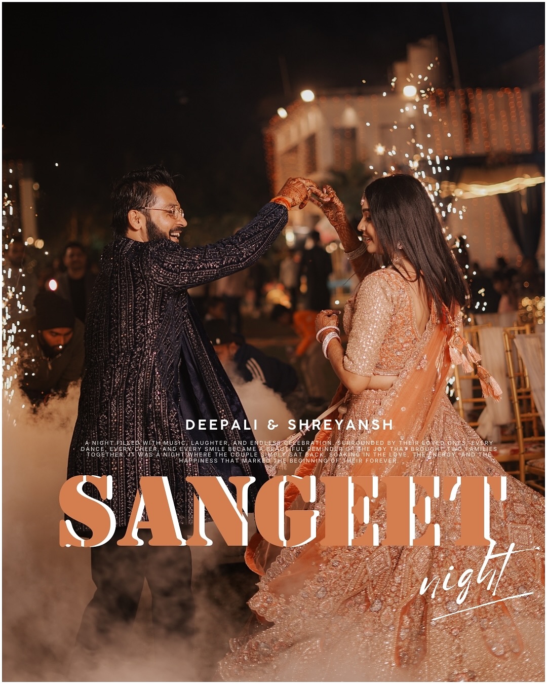 Where love dances,
laughter echoes,
and forever begins. ✨
Deepali & Shreyansh
Sangeet Night.
#sangeetnightvibes
#indianweddingmoments
#weddingstoryteller
#luxuryweddingindia
#weddingphotographyindia
