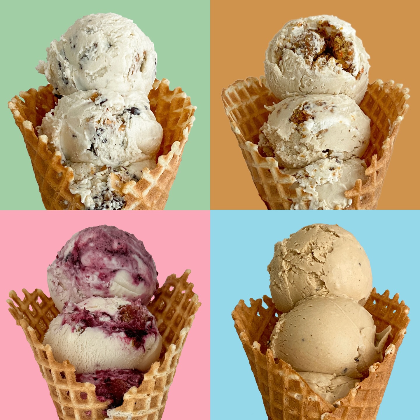 hello & welcome back ✨
meet our March flavors:
🤎 almond butter cups: vanilla ice cream - homemade almond butter cups - candied almonds
🥕 brown sugar carrot cake: brown sugar ice cream - cream cheese frosting - carrot cake
🫖 earl grey citrus cake: earl grey ice cream - lemon cake - blueberry compote
☕️ coffee affogato: vanilla ice cream meets coffee ice cream
each month we offer 4 special seasonal flavors next to our 8 always flavors.
SCOOPING NOW ! - see you soon ✨