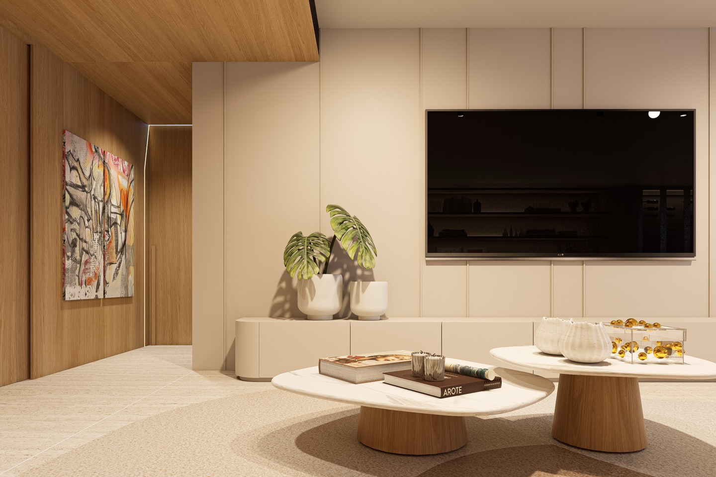 O painel de TV acompanha a linguagem da sala.
Em tom nude, ele organiza o ambiente com discrição e ajuda a criar um fundo contínuo para o living.
#arquiteturaeinteriores #design #arquitetura #hermes