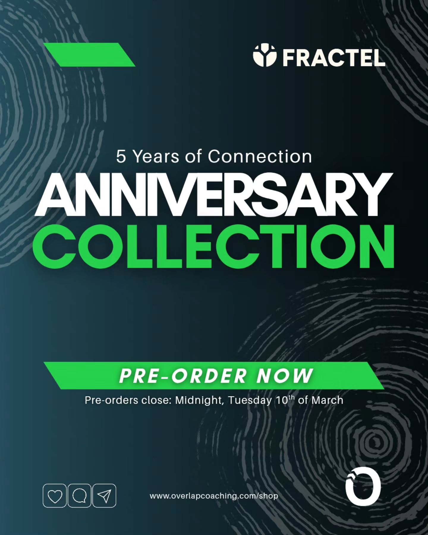 5 YEARS OF CONNECTION. 🙌
Growth is rarely loud.
It’s the quiet layering of effort, day after day, run after run.
To celebrate five years of OVERLAP, we’ve teamed up with FRACTEL Running to create a limited 5-Year Anniversary Collection — gear that represents the rings of our community tree: deep roots, resilience, and strength.
This collection is understated by design.
Clean. Intentional. Built for runners who value longevity over intensity.
Available now for pre-order:
• Performance Tees — $60 (normally $120)
• Performance Singlets — $55 (normally $110)
• Performance Hats — $42 (normally $70)
⚠️ This will be the lowest price these items will ever be.
No other discount codes apply.
This collection is limited and only available via pre-order.
Pre-orders close MIDNIGHT, TUESDAY 10TH MARCH.
🫵 You don’t need to be coached by OVERLAP to wear it.
If you love running and want to represent a community built on connection, you’re already part of it. Jump on and pre-order your gear today.
To all of you, we thank you for being part of our first five years.
Happy Running ✌️
OVERLAP. Est 2021
Pre-order here:
www.overlapcoaching.com/shop
or via the link in our Insta bio