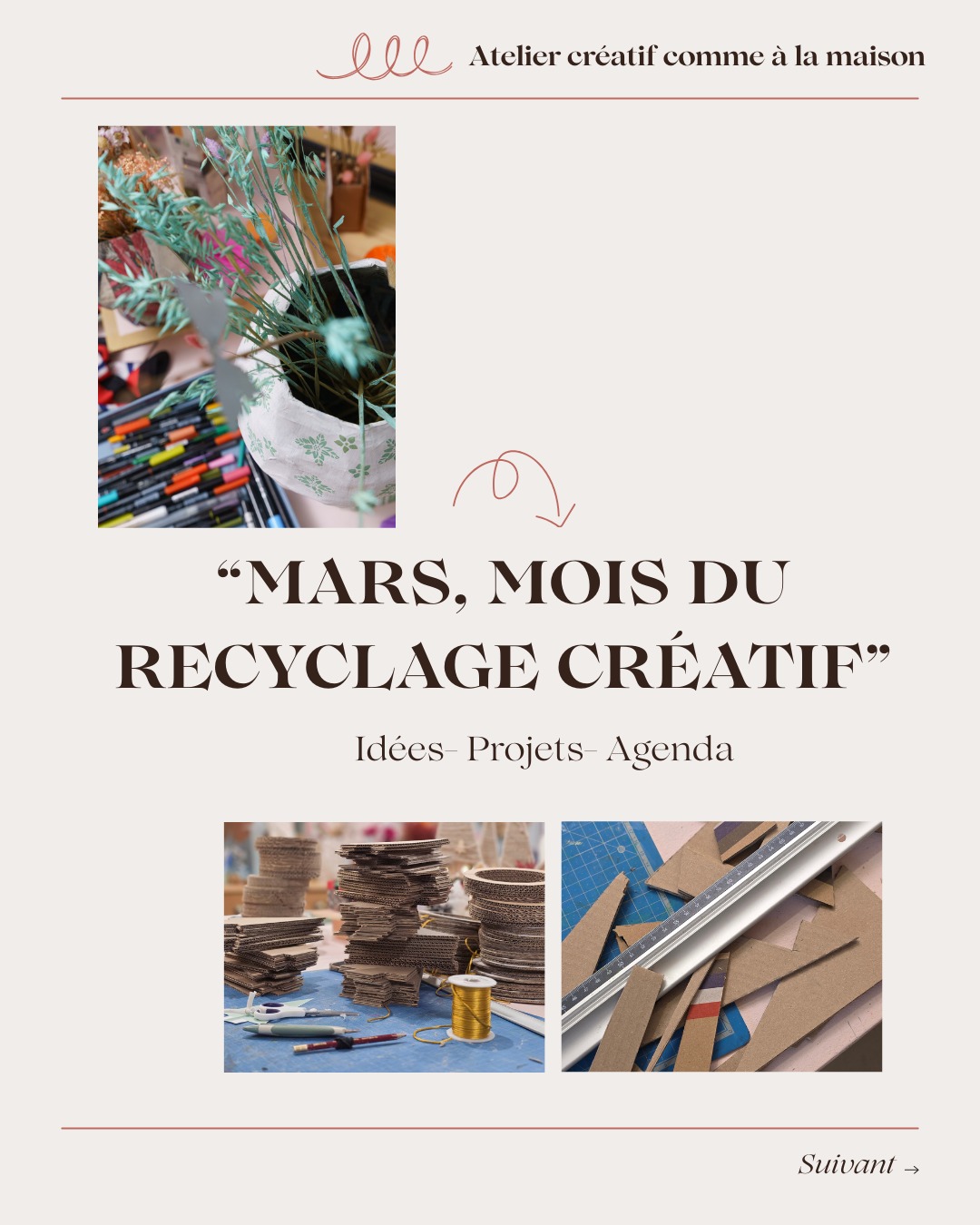 Mars sera placé sous le signe de la transformation, de la créativité responsable et du plaisir de faire autrement.
Recycler, ce n’est pas seulement réutiliser…
C’est regarder différemment, imaginer, détourner, sublimer.
C’est offrir une seconde vie aux matières et découvrir que la créativité n’a aucune limite 💛
Pendant tout le mois, de mars , je vous propose des ateliers où papiers, tissus, contenants, chutes deviennent des créations uniques.
Un moment pour ralentir, créer de ses mains, partager… et repartir fier(e) de ce que l’on a transformé.
À l’atelier, chaque objet a une histoire.
🌸 Ateliers enfants & adultes
♻️ Créations 100% inspirées du recyclage
📍 À Annecy – Atelier MT’Créa