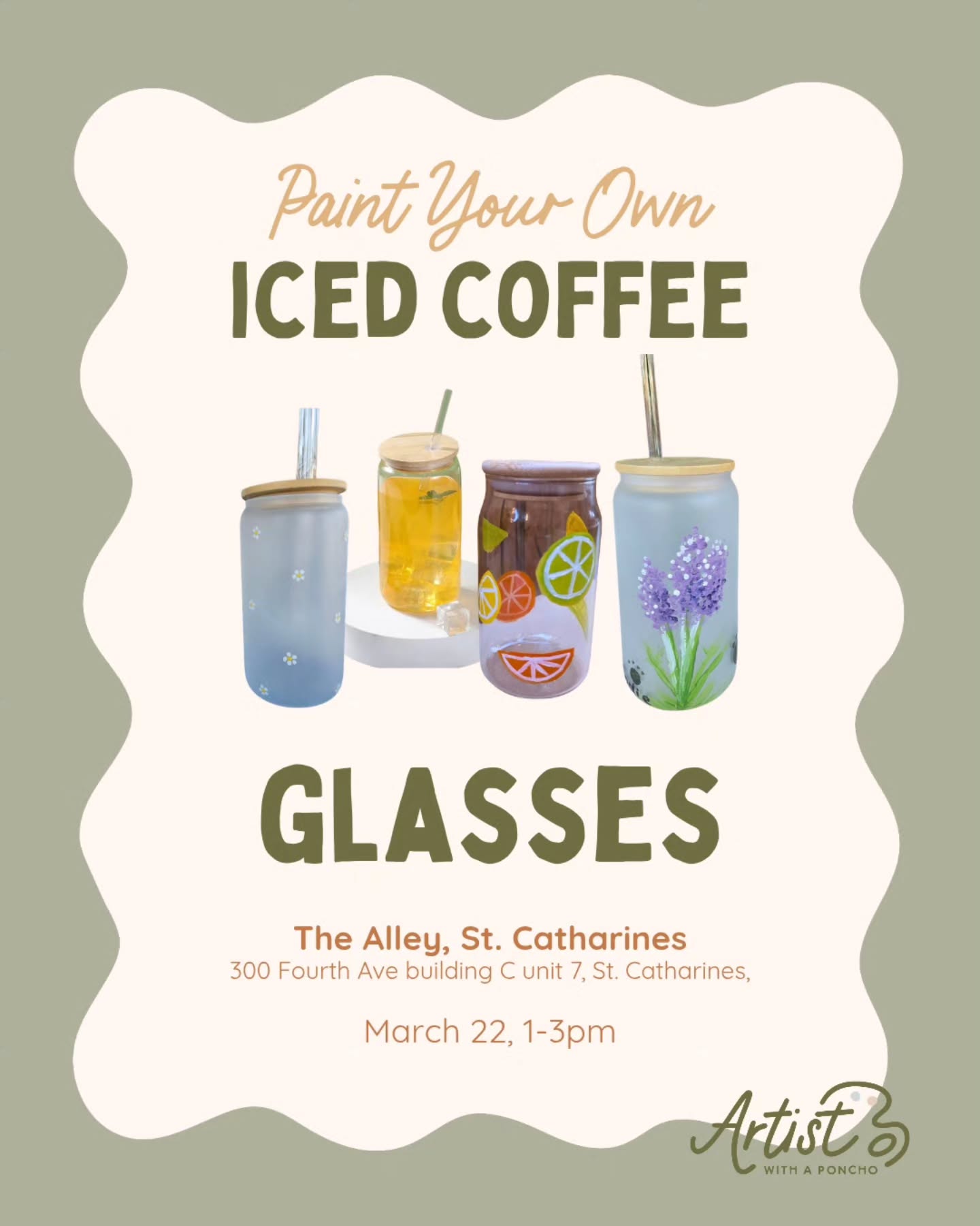 St. Catharines! Come hangout, drink bubble tea, and paint your own iced coffee glasses with @thealley.ca ! π₯€βοΈ
Tickets includes:
π 2 iced coffee glasses (with bamboo lid and straw)
π©· All materials to customize your glasses
β€οΈ Your choice of snack and drink from @thealley.ca
Tickets available through link in bio π See ya there ! π