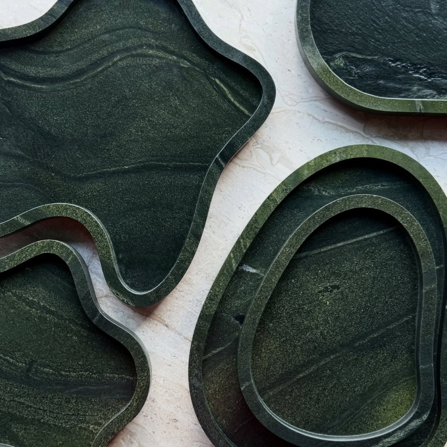 Avocatus, a standout marble, inspired these unique trays. Every stone's tonality, veining and texture guided the range. We can’t wait to share more of our upcoming collection.