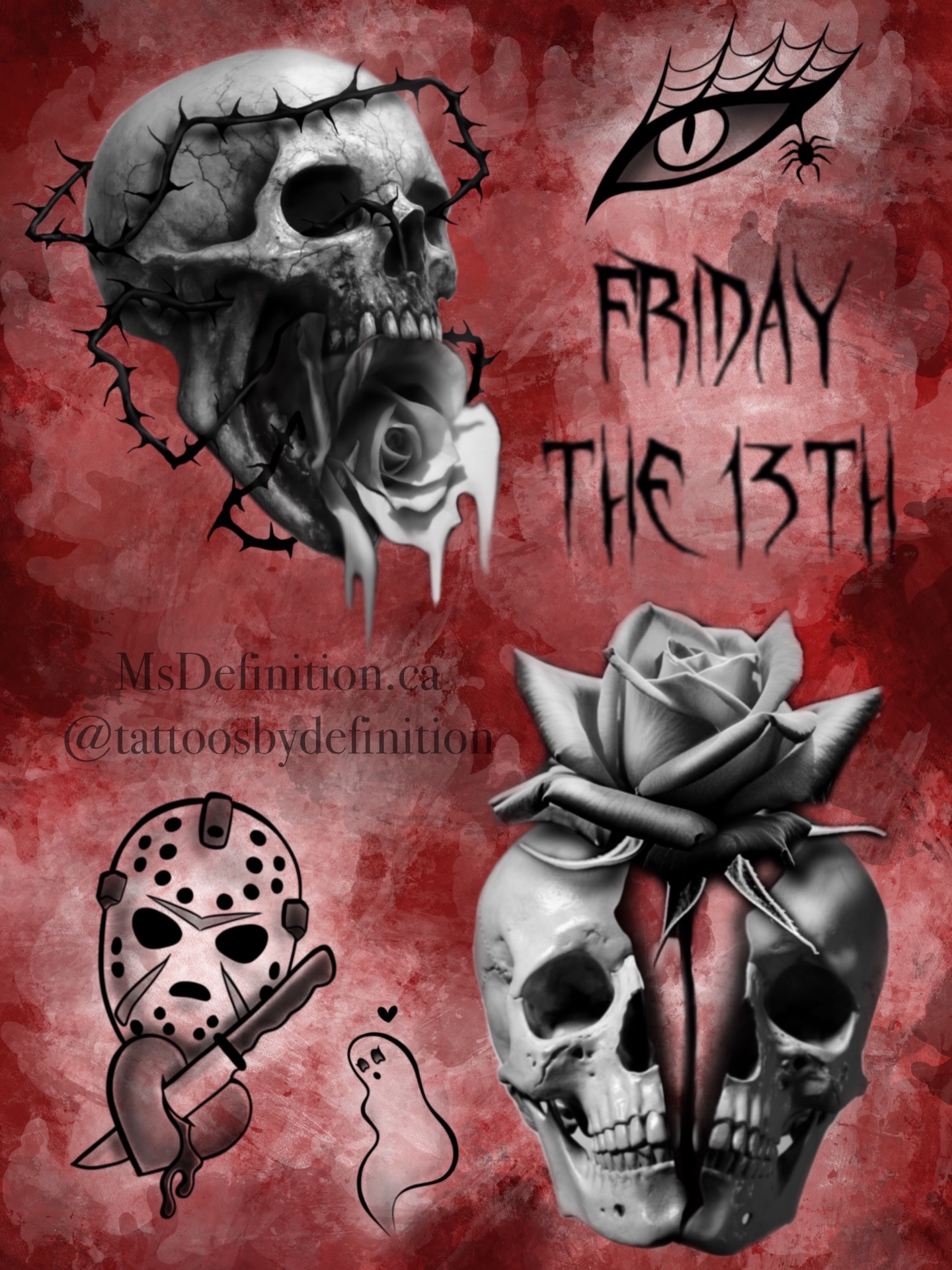 Friday the 13th Flash Drop ⚡️🖤🩸
By MsDefinition @tattoosbydefinition
DM to inquire/book 🌹
Choose from different sized and detail designs according to your preference!
💥 Now introducing
1. 👻 Bhad Ghoul (2” @ $125*)
2. ICU Hanging (1.5” @ $125*) 👁️
3. 🔪 Jason Loves You (2.5” @ $200*)
4. Piercing Touch (5” @ $900*) 🩸
5. 🌹Grow Through What You Go Through (6” @ $900)
🌹 💀 🌹 💀 🌹
• 💬 DM @tattoosbydefinition 💬
• 📩 Email: tattoosbydefinition@gmail.com
•📍Location & Links in Bio 🔗
👁️ Visit www.MsDefinition.ca for more information ℹ️
🌹 💀 🌹 💀 🌹
#tattoorealism #blackandgreytattoo #illustrativetattoo #ThoroldTattoo #NiagaraTattooArtist
*prices are set at minimum sizing for optimal longevity, difficult body placements/ larger sizes are subject to additional charge. Taxes applicable.