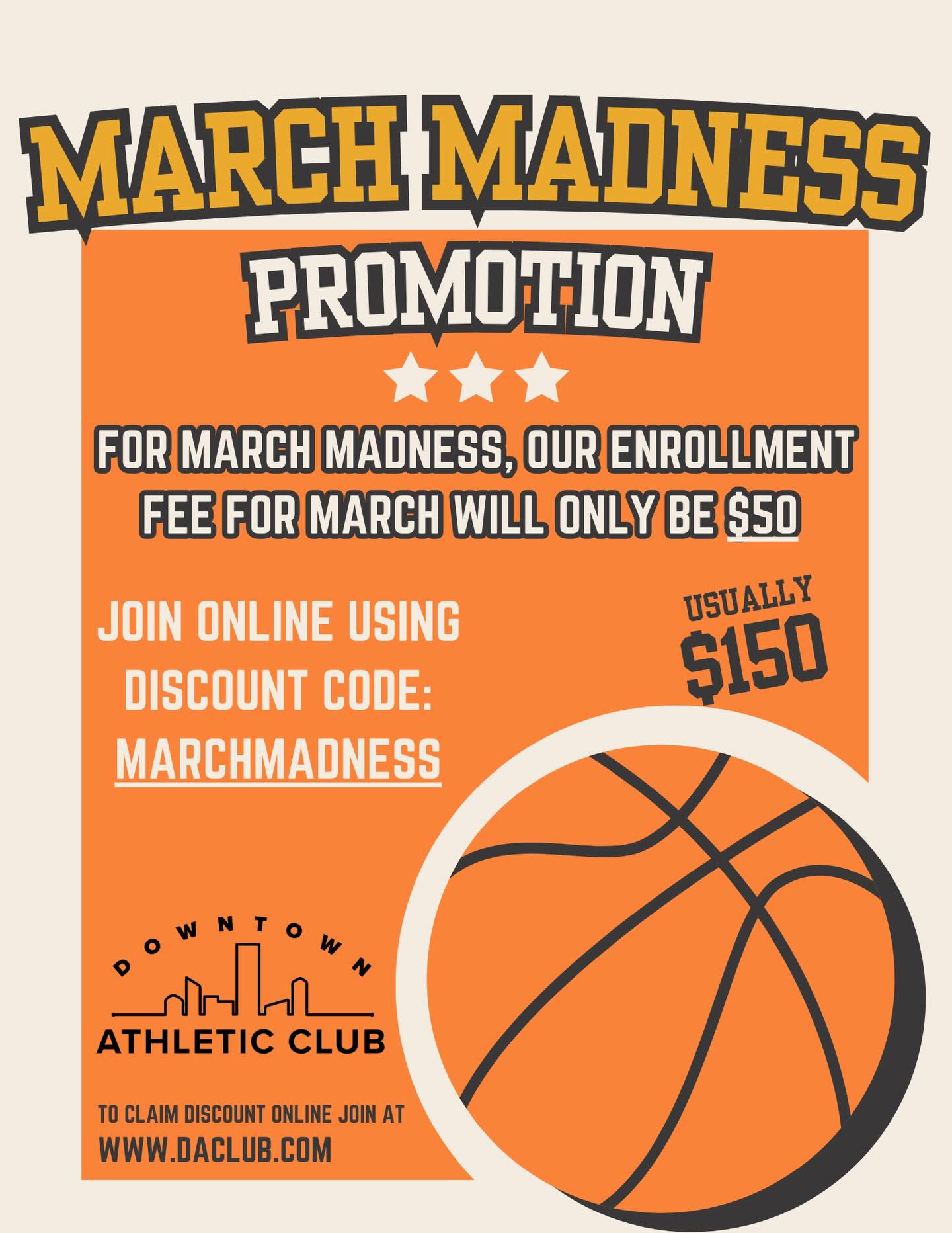 March just got a whole lot better 🏀
For this month only, enrollment is just $50 (usually $150).
Use code MARCHMADNESS and lock it in online at daclub.com.