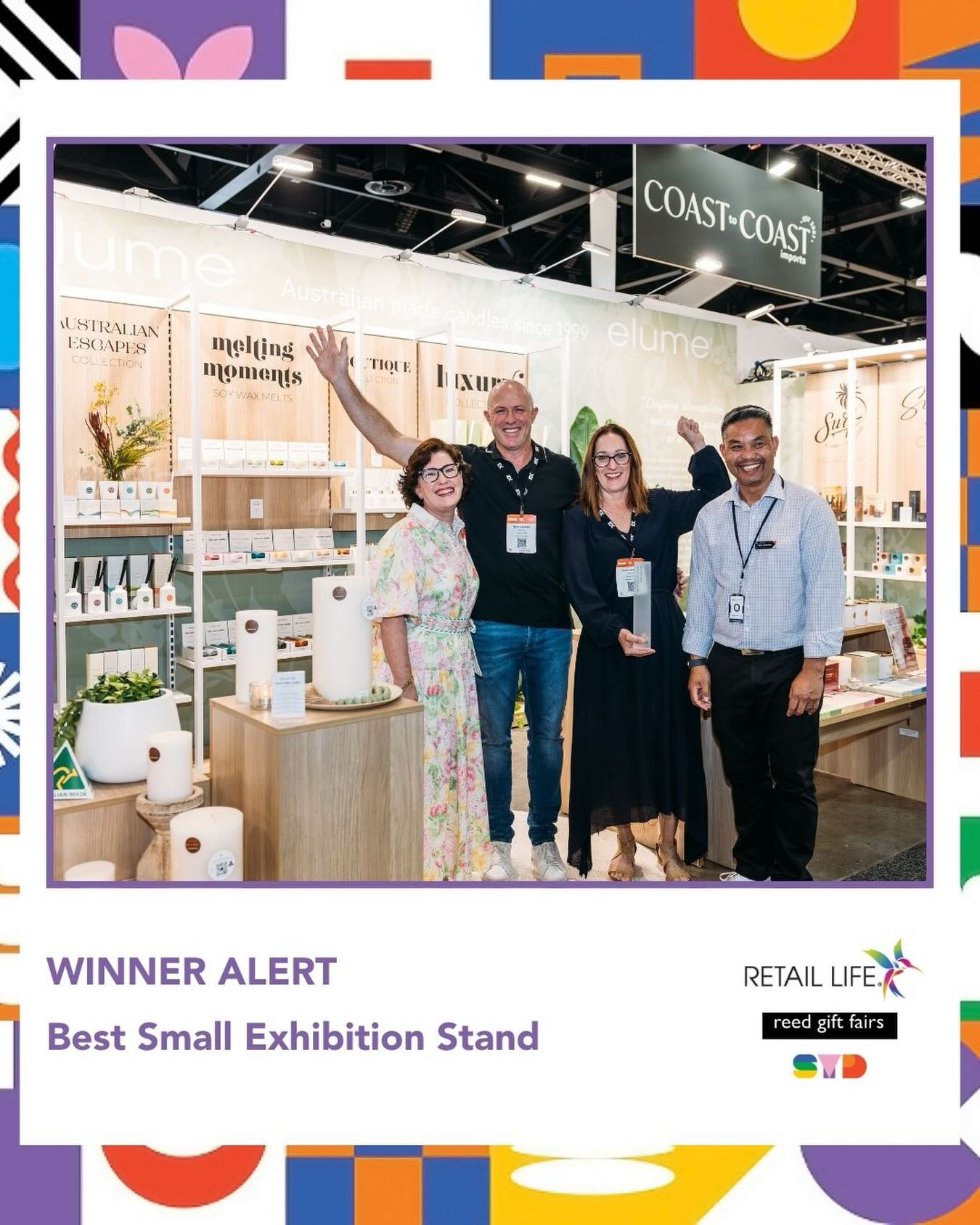WINNER ALERT! 🏆
Best Small Exhibition Stand - Elume
Elume delivered a beautifully considered stand that strongly reflected their brand positioning and Australian-made heritage.
Timber finishes, soft botanical backdrops and natural foliage created a cohesive, calming environment aligned perfectly to the candle category. Category segregation was clear and intuitive, making navigation easy for buyers.
Thoughtful product placement, height variation and strategic colour use added balance and visual rhythm, while directional lighting elevated packaging and created warmth throughout the space.
Premium yet approachable. Structured yet inviting.
A strong example of storytelling and selling working seamlessly together.
A real showstopper 👏🏻👏🏻👏🏻
#reedgiftfairs #winner #retaillife #showstoppingexhibitionstand