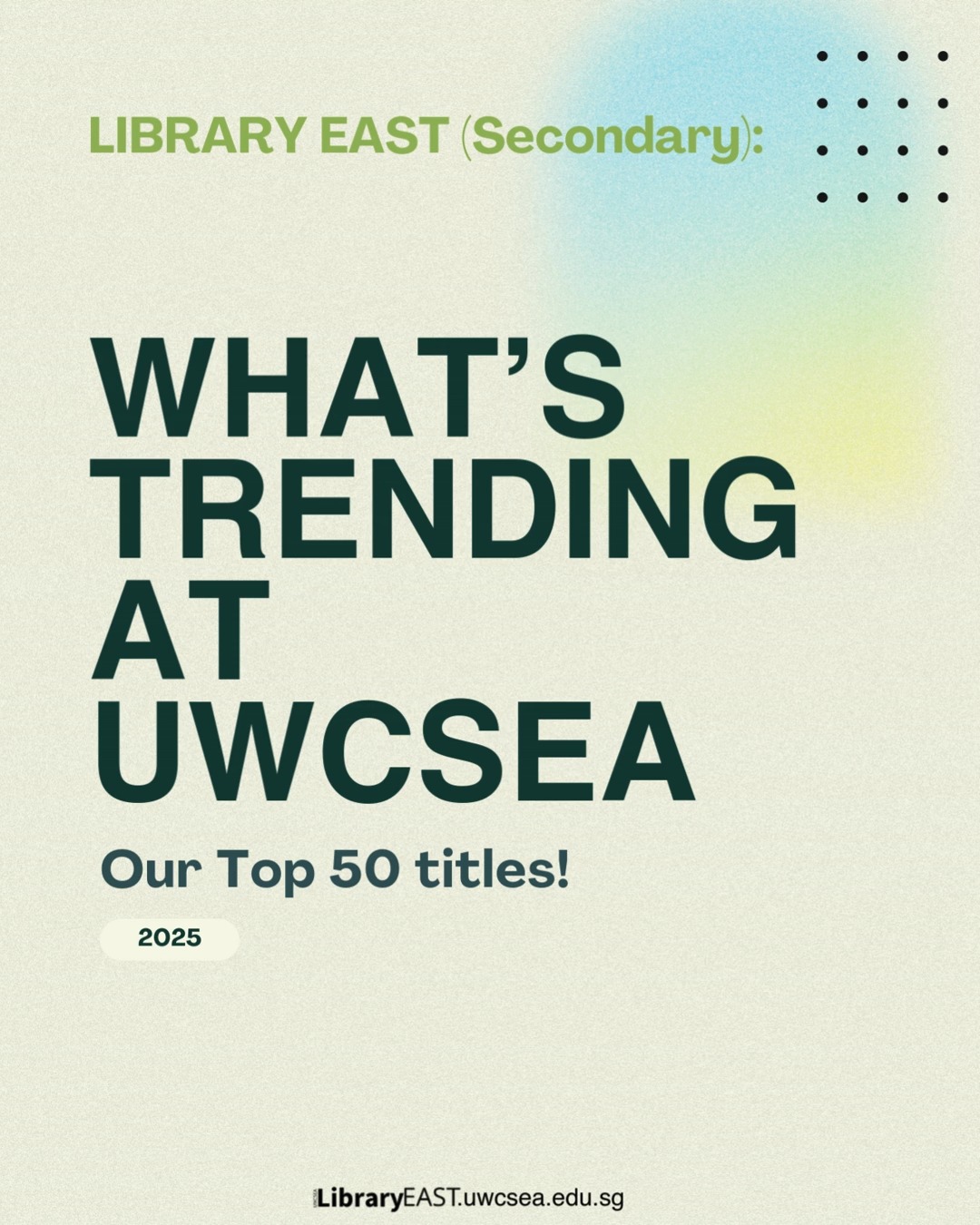Ending the week with some data from our top 50 books! What was your favourite book? Share with us in the comments below! ❤
#uwcsealibraries #uwceastlib #uwcsea #uwcseaeast #eastseclib