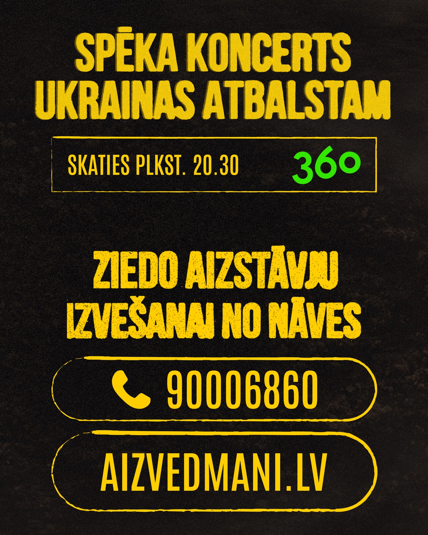 Šodien, 24. februārī, aprit četri gadi kopš orku iebrukuma Ukrainā.
Kamēr mēs droši dodamies savās ikdienas gaitās, Ukrainā cilvēki joprojām slēpjas patvertnēs un cīnās par izdzīvošanu.
Tāpēc šī vakara spēka koncerts “Palīdzi izvest Ukrainas aizstāvjus no nāves” ir ne tikai kultūras notikums, bet reāla iespēja palīdzēt glābt dzīvības.
Koncerta tiešraidi skaties kanālā 360 plkst. 20.30.
Un pats svarīgākais – ziedo: aizvedmani.lv 🇺🇦