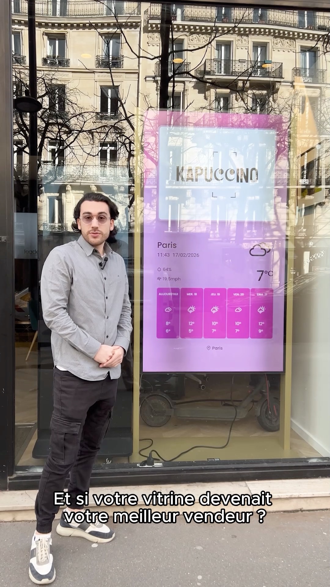 🚨 Et si votre vitrine commençait enfin à TRAVAILLER pour vous ?
Aujourd’hui, capter l’attention ne suffit plus… il faut marquer les esprits et déclencher l’achat.
Chez Kapuccino, nos écrans vitrines transforment votre devanture en véritable levier de vente 💥
✨ Attirez le regard
✨ Captivez vos passants
✨ Boostez votre chiffre d’affaires
📊 Nos clients observent +24 à +30% d’augmentation des ventes après installation.
Alors… prêt(e) à transformer votre vitrine en machine à vendre ? 👀🔥
👇 Contactez-nous dès maintenant
📍 Agence : 150 avenue de Wagram, 75017 Paris
📞 Téléphone : 01 87 44 31 31
✉️ Mail : contact@kapuccino.fr
📎 Site web : www.kapuccino.fr
#Kapuccino #EcranVitrine #AffichageDynamique #MarketingDigital #RetailMarketing #VitrineDigitale #BusinessGrowth #CommunicationVisuelle #Entrepreneurs #boosttesventes