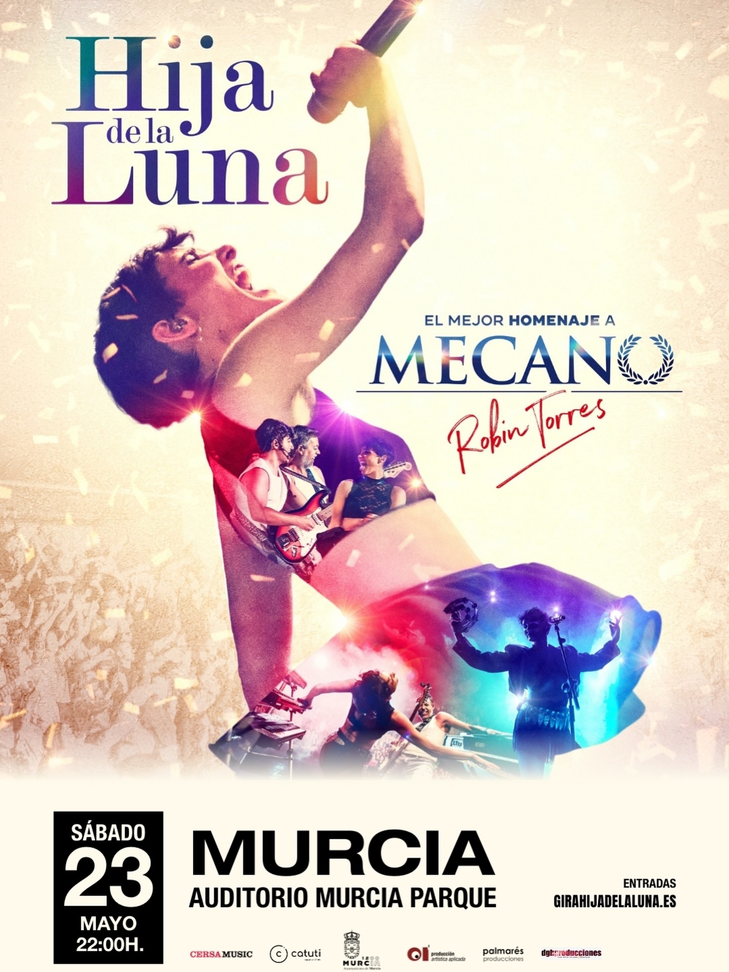 El mejor homenaje a MECANO vuelve a Murcia con un espectáculo inspirado en Descanso Dominical, la gira que marcó a toda una generación. Tras más de 300 conciertos y años emocionando al público, la puesta en escena y la voz de Robin Torres regresan para hacernos revivir los clásicos que forman parte de nuestra vida.
📍 Auditorio Murcia Parque
📅 23 de mayo de 2026
🕘 22:00 h
🎟️ Entradas ya disponibles
👉 cersamusic.com