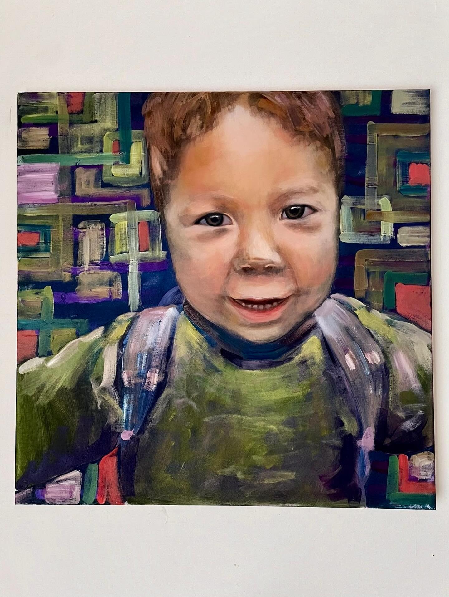 I painted this for my cousin’s little one, working from a photograph.
A photo captures a split second. Painting it made me slow down and really look — at his expression, the softness in his face, the way he holds himself.
I wasn’t trying to copy the picture exactly. I just wanted it to feel real and honest.
There’s something special about turning a quick snapshot into something made slowly, by hand.