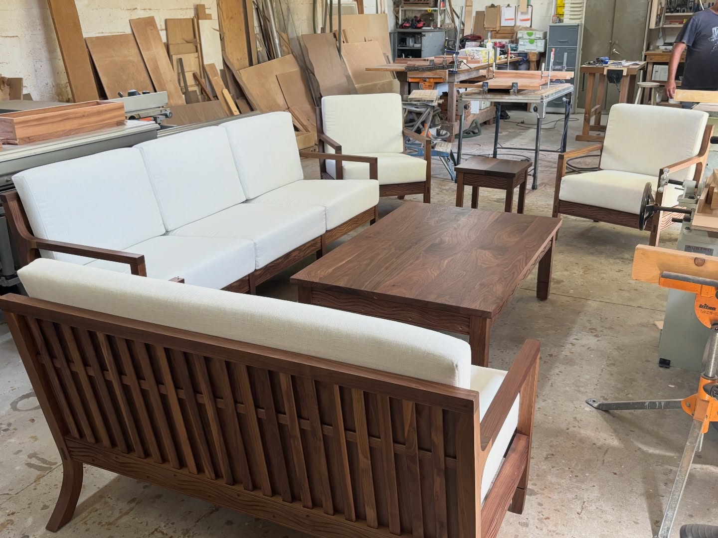 My workshop has never been so comfortable and inviting. Custom commission walnut and @hertexfabrics
Lounge suite for cool foreign clients. Delivered to Constantia.
#luxuryheirloom #handmade #beautifuljoinerywork #topend
