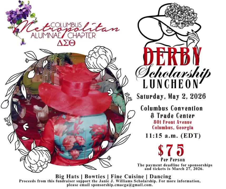 You are cordially invited to the Columbus Metropolitan Alumnae Chapter Scholarship Derby Luncheon on Saturday, May 2, 2026, at 11:15 a.m. The attire is daytime derby chic which is a blend of elegance, style, and tradition characterized by vibrant colors, bold patterns, and a playful spirit that centers around a striking hat, with pastel tones, jewel accents, and bold silhouettes. Proceeds fund scholarships. General admission is $75 and reserved seating is $100. The ticket deadline is March 27th.
Please see a member CMAC to purchase your tickets ❤️
#derbyaffair #scholarshipluncheon #CMACimpact