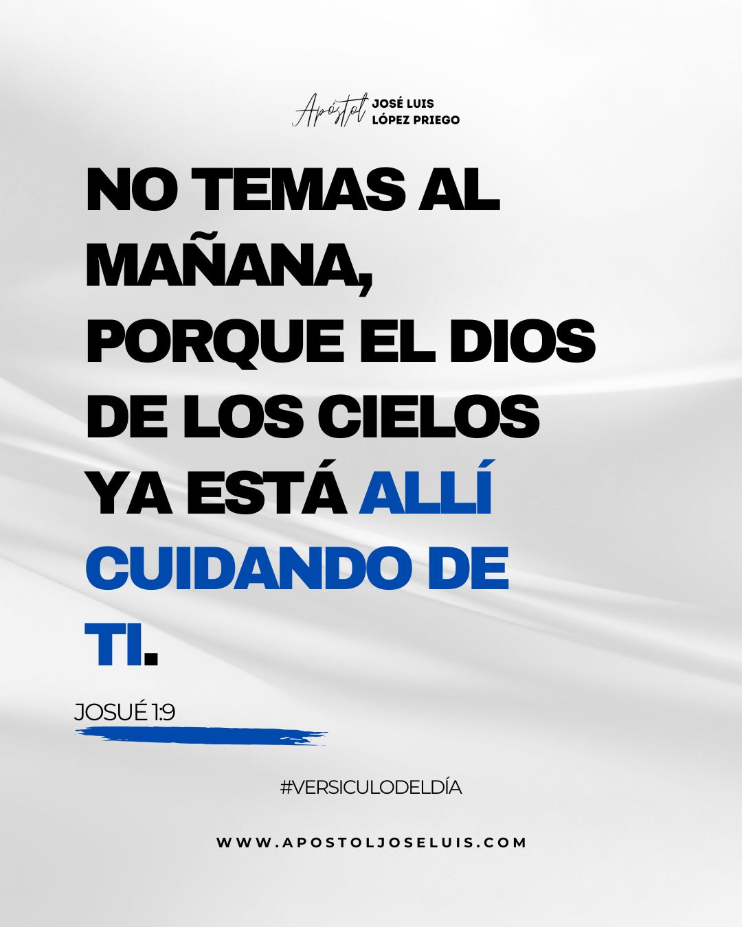 ✨ No temas al mañana, porque el Dios de los cielos ya está allí cuidando de ti. 🌈💖 Confía en su promesa y enfrenta cada día con valor. 🙌💪 ¡Comparte este mensaje de esperanza y fortalece a otros!Mensajes, Enseñanzas y más en
>> www.apostoljoseluis.com <<
#apostoljoseluis #bendiciones #god #Dios #gospel #evangelio #cristianos #yosoyngi #ngiglobal #sanidad #perdon #blogcristiano #enseñanza #mexico #familia #generaciones #palabradedios #vision #ApostolJLLP #FeEnDios #TransformaciónDivina #NuevaVida #avivamiento2025