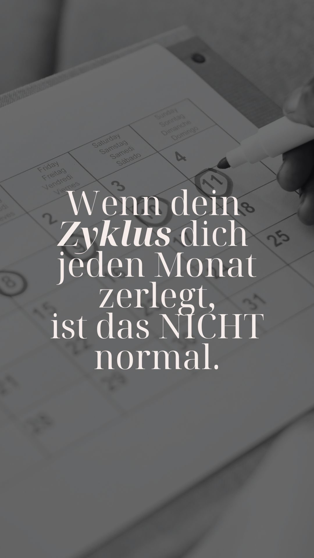 Ich sag’s, wie es ist:
Dein Zyklus soll dich nicht jeden Monat aus den Latschen hauen.
Nicht mit
❌ Brustspannen
❌ Stimmung wie Achterbahn
❌ Heißhunger des Todes
❌ Energie im Keller
Und nein —
das ist auch nicht einfach „weil du eine Frau bist“.
Was ich in meiner Praxis sehe?
Viel zu viele Frauen wurden daran gewöhnt, Symptome auszuhalten, statt hinzuschauen.
👉 „Ist halt PMS…“
👉 „Ist halt das Alter…“
👉 „Ist halt normal…“
🛑Ist es oft nicht.
Dein Zyklus ist ein biologisches Feedback-System.
Wenn er laut wird, stimmt irgendwo die Balance nicht mehr.
Und genau da setze ich mit meinen Frauen an:
✨ Hormone stabilisieren
✨ Nährstoffe auffüllen
✨ Blutzucker beruhigen
✨ Nervensystem runterfahren
✨ Darm & Entzündung mitdenken
Individuell.
Wenn du merkst: irgendwas läuft bei mir nicht rund — schreib „ZYKLUS“ in die Kommentare oder DM.
Dann schauen wir gemeinsam hin❤️
#zyklusstörung #nichtnormal #frauengesundheit #muttersein #frausein