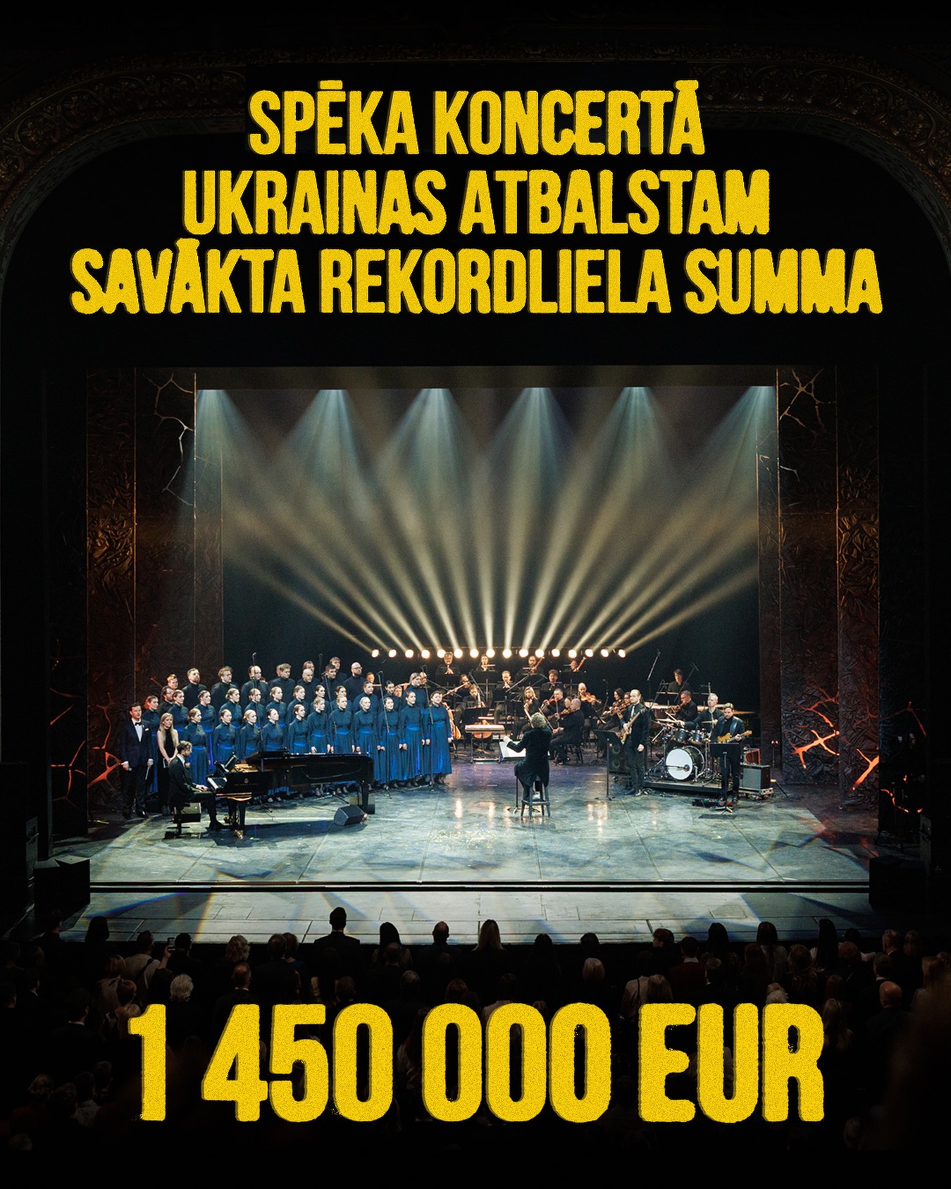 1 450 000 € Ukrainas aizstāvju atbalstam.
24. februārī Latvijas Nacionālajā operā izskanēja labdarības spēka koncerts “Palīdzi izvest Ukrainas aizstāvjus no nāves” – kampaņas “Aizved mani” noslēgums.
Kampaņas rezultātā Ukrainas aizstāvju atbalstam saziedoti 1 450 000 € – apjomīgākais vienas kampaņas ziedojumu rezultāts Latvijā.
Šie līdzekļi tiks novirzīti ievainoto karavīru evakuācijai no frontes, specializētam transportam, bezpilota zemes sistēmām, sakaru un energoapgādes risinājumiem, kā arī nakts redzamības aprīkojumam. Katrs eiro nozīmē izglābtu dzīvību.
Слава Україні! 🇺🇦
Šis bija kopdarbs. Un liels paldies komandai.
Mūziķi
Artūrs Čukurs, Ansis Bētiņš, Aleksandrs Antoņenko, Reinis Zariņš, Rihards Zaļupe, Fiņķis, Dons, Dzeltenie pastnieki, Kristīne Prauliņa, Riga Gospel Choir, Dons, Andrejs Osokins, Ivanna Katana, Raimonds Martinovs, Intars Busulis, Abonementa orķestris, Jānis Lūsēns, Aija Vītoliņa, Zigfrīds Muktupāvels, The Sound Poets, koris “Maska”, Annija Putniņa, Kautkaili, Sinfonietta Rīga, Uldis Marhilēvičs, Linda Leen.
Fonds “Uzņēmēji mieram” un īpaši
Laura Skrodele, Kristofs Blaus, Ieva Driksna.
Radošā komanda
Jānis Strapcāns, Valters Sīlis, Una Rozenbauma, Signe Nīgale, Kristīne Pleša.
Ideju institūts
Sandija Martinsone, Elīza Aizpore, Haide Erdmane, Elīna Gilnere.
Varta projekts – frontes video esejas
Režisors Jevhens Matvijenko, producente Mariana Safro, Vladislavs Vasiļjevs.
Latvijas Nacionālā opera un balets un īpaši
Sandis Voldiņš, Kārlis Kaupužs, Krišs Veismanis, Baiba Mežsēta, Mareks Konošonoks, Anda Lešinska, Monta Tīģere.
Koncerta atbalsta komanda
Ivars Unda, Ivars Ozols, Rūdolfs Kaufmanis, Artūrs Cintiņš, Artūrs Paņko, Edmunds Mazlazdiņš, Andris Sējāns, Anete Toča, Juris Vaivods, Krišjānis Ozoliņš.
Company NA, GACO, iOZ.
Filmēšanas un ieraksta komanda
Emīls Kalniņš, Mārtiņš Logins, Dāniels Ķīkulis, Toms Makalisters, Artūrs Avotiņš, Nikolajs Baikovs, Gunārs Porietis, Ričards Vasiļjevs, Rūdolfs Tutiņš, Kristaps Briška, Normunds Slava, Andris Burmistris, Miks Bušujevs, Edgars Sviklis, Ilze Jakovļeva, Marjans Galarovskis, Zane Oliņa, Aija Baldiņa, Madara Rudzīte, Uldis Āboliņš.