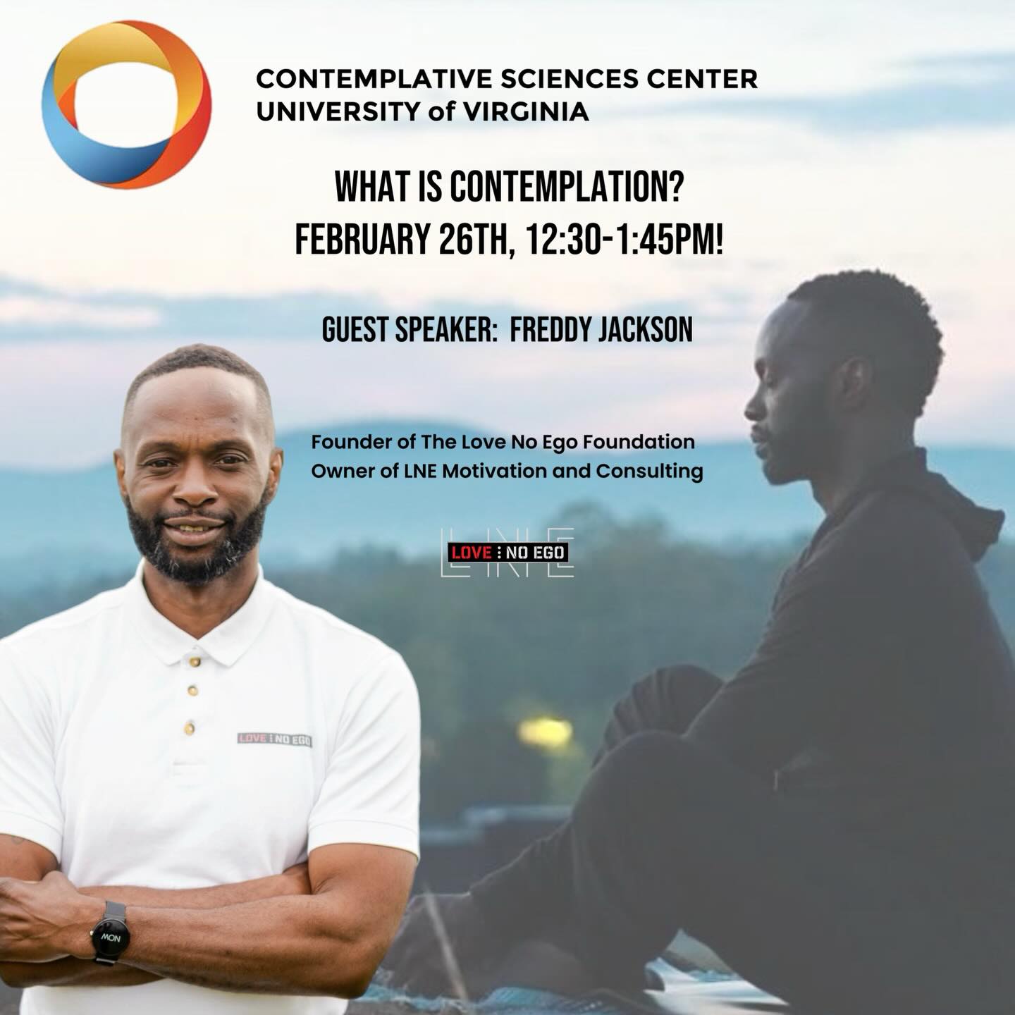 Off the road and back in @charlottesville Virginia today, speaking with @uvacsc on What is Contemplation? What a beautiful time and opportunity, as we collectively turn inward, explore, and join in our shared humanity! Loveā¦No Ego is loading! See you soon! Thank You!
THIS EVENT IS FULL AND CLOSED TO THE PUBLIC!
To learn more, visit https://www.mrlovenoego.org/speakingevents
#lovenoego
#contemplativescience #uva