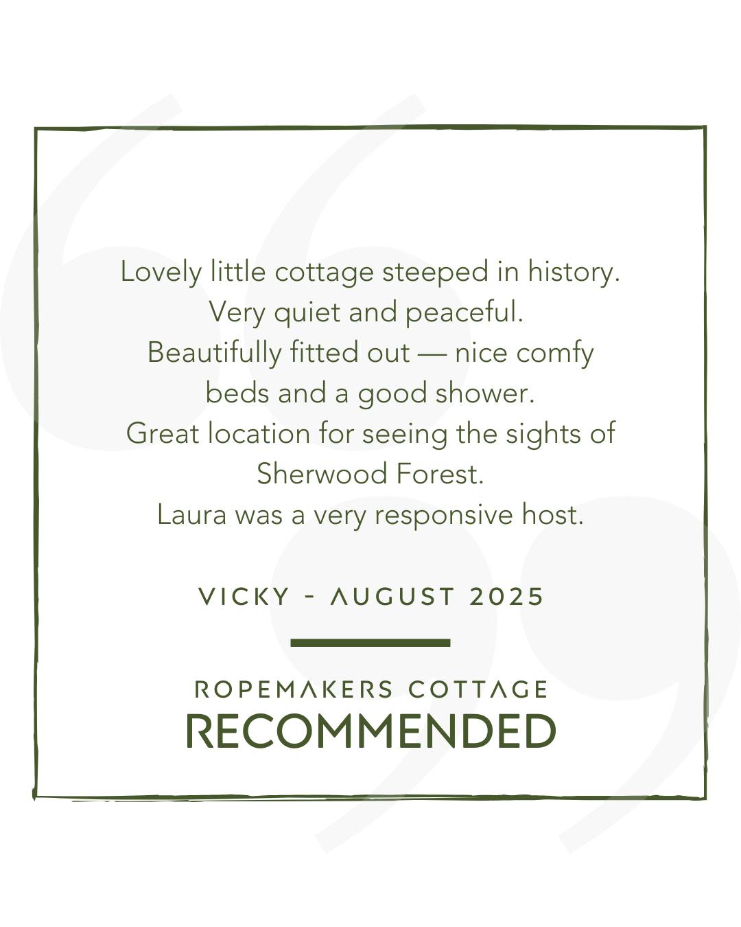 Steeped in history and perfectly peaceful 🕊️
We’re so glad you enjoyed your stay, from comfy beds to a warm welcome and the quiet charm of Sherwood Forest right on your doorstep.
Thanks for the lovely review, and a big shoutout to Laura for being such a responsive host 💚
#VillageHolidays #GuestReview #CosyCottage #SherwoodForest #UKStaycation #HistoricStays #CountrysideEscape #HolidayCottageUK #VisitNotts #PeacefulGetaway