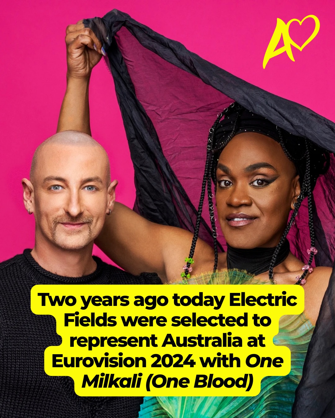 Two years ago today @electricfields_music were selected to represent Australia at Eurovision 2024 with One Milkali (One Blood)!!
The song included the Indigenous language Yankunytjatjara, the first time a dialect of Australia’s First People featured at the Contest.
Electric Fields finished runner-up behind Kate Miller-Heidke at the inaugural ‘Eurovision - Australia Decides’ in 2019 with their song ‘2000 and Whatever.’
They are relishing their opportunity to compete in Malmö.
“We are buzzed with euphoria at our chance to share this music with the world. Our music comes from the deepest place in both of us and Eurovision is the most exciting opportunity to bring together our cultures and share the joy of our global connection,” they said.
#eurovision #esc #sbseurovision #eurovision2026 #esc2026 #australia